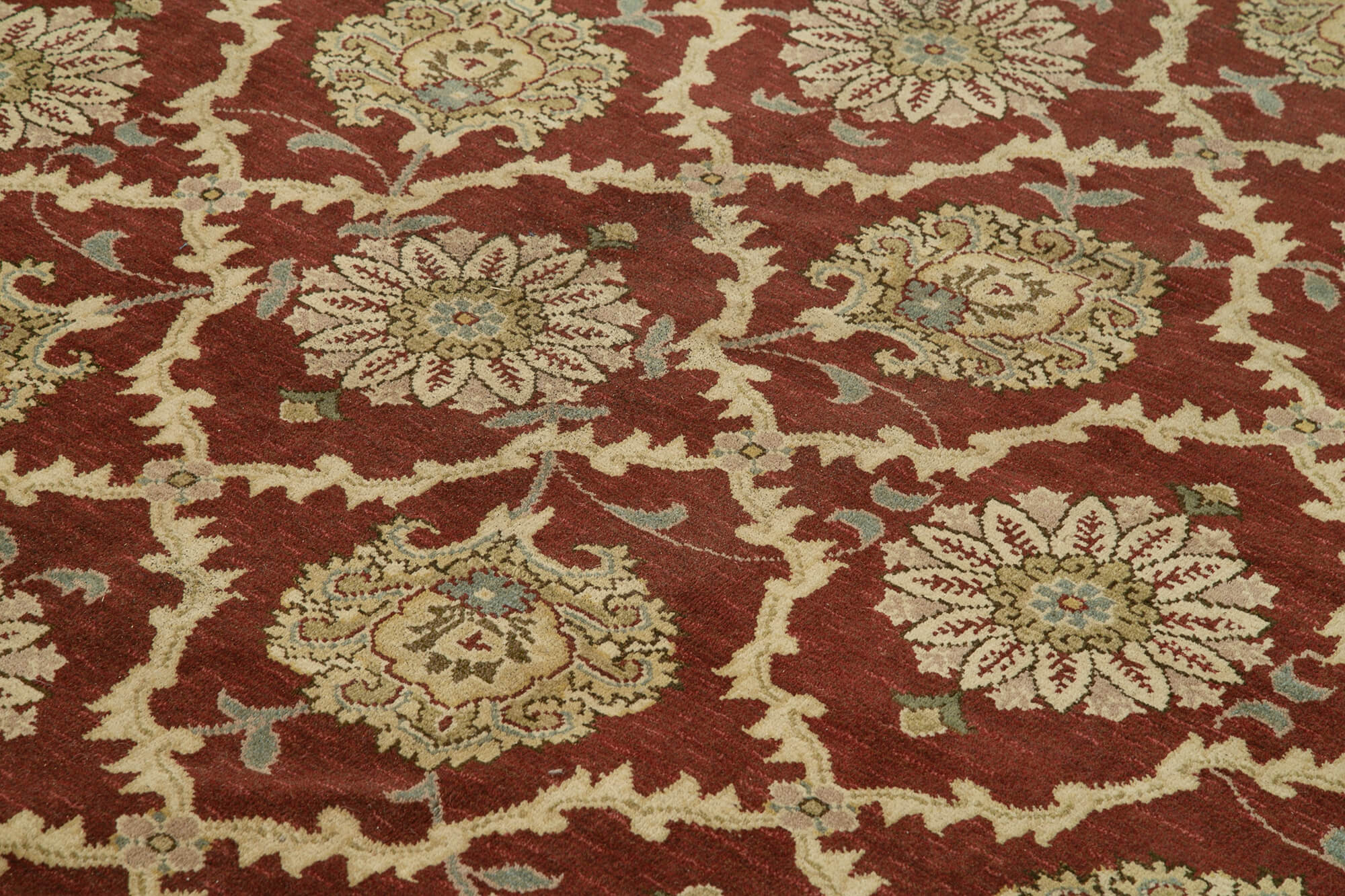 Handmade Wool Area Rug - Tebriz Classic Red Turkish Cotton Carpet 9'11" x 12'8"