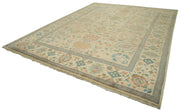Handmade Wool Area Rug - Tebriz Classic Beige Cotton Wool Rug 10'8''x13'9''
