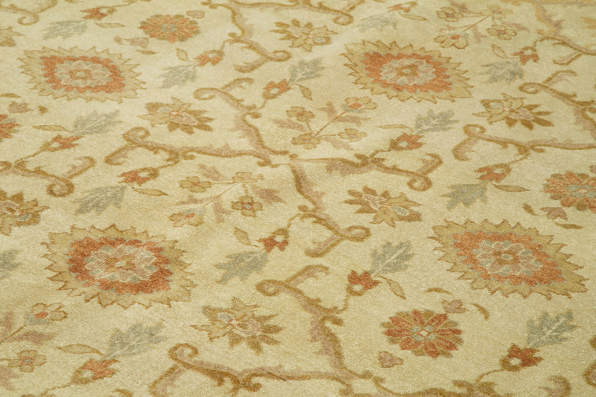 Handmade Wool Area Rug – Tebriz Classic Beige Cotton Wool Rug 8'1''x10'1''