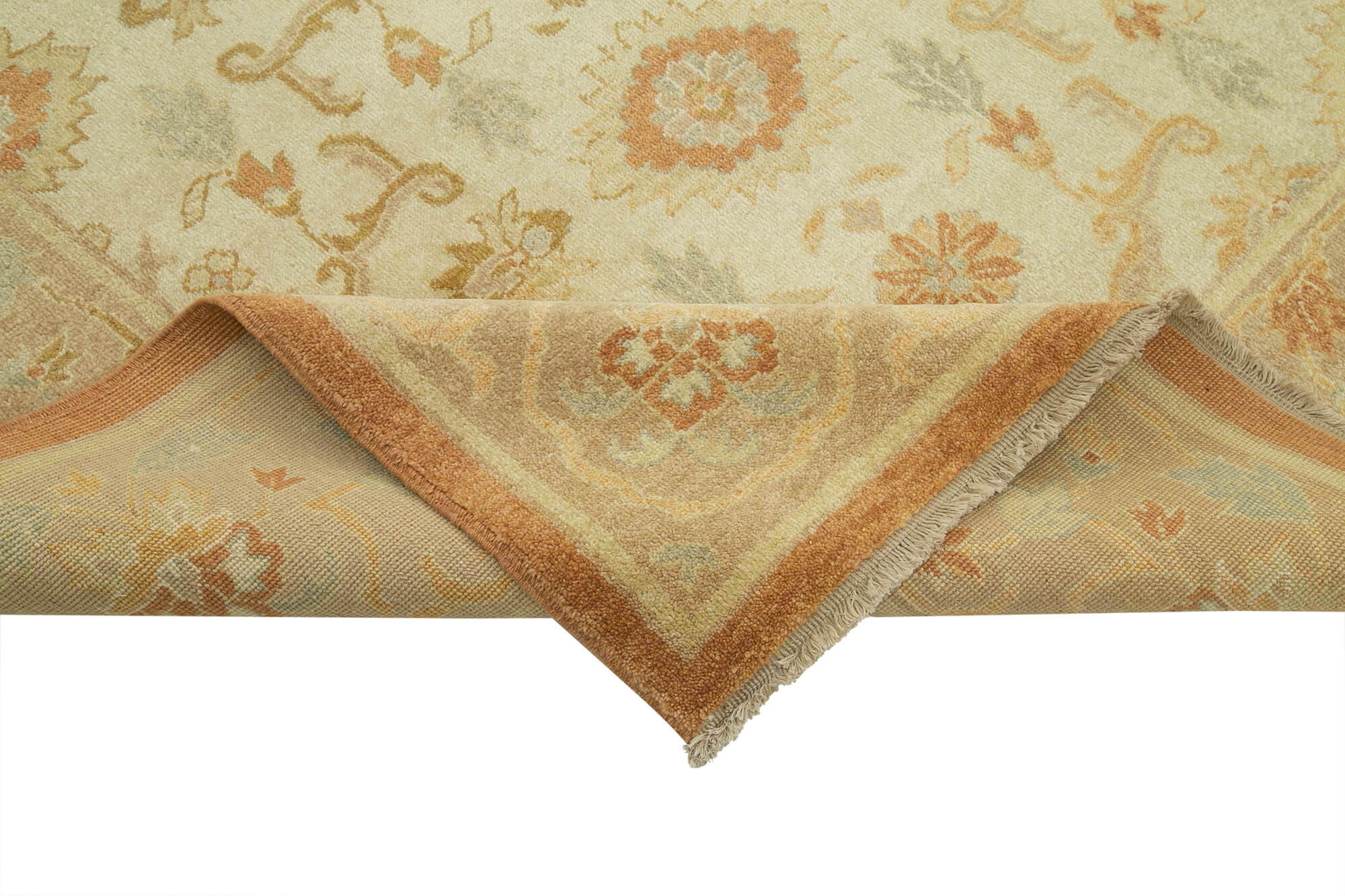 Handmade Wool Area Rug – Tebriz Classic Beige Cotton Wool Rug 8'1''x10'1''
