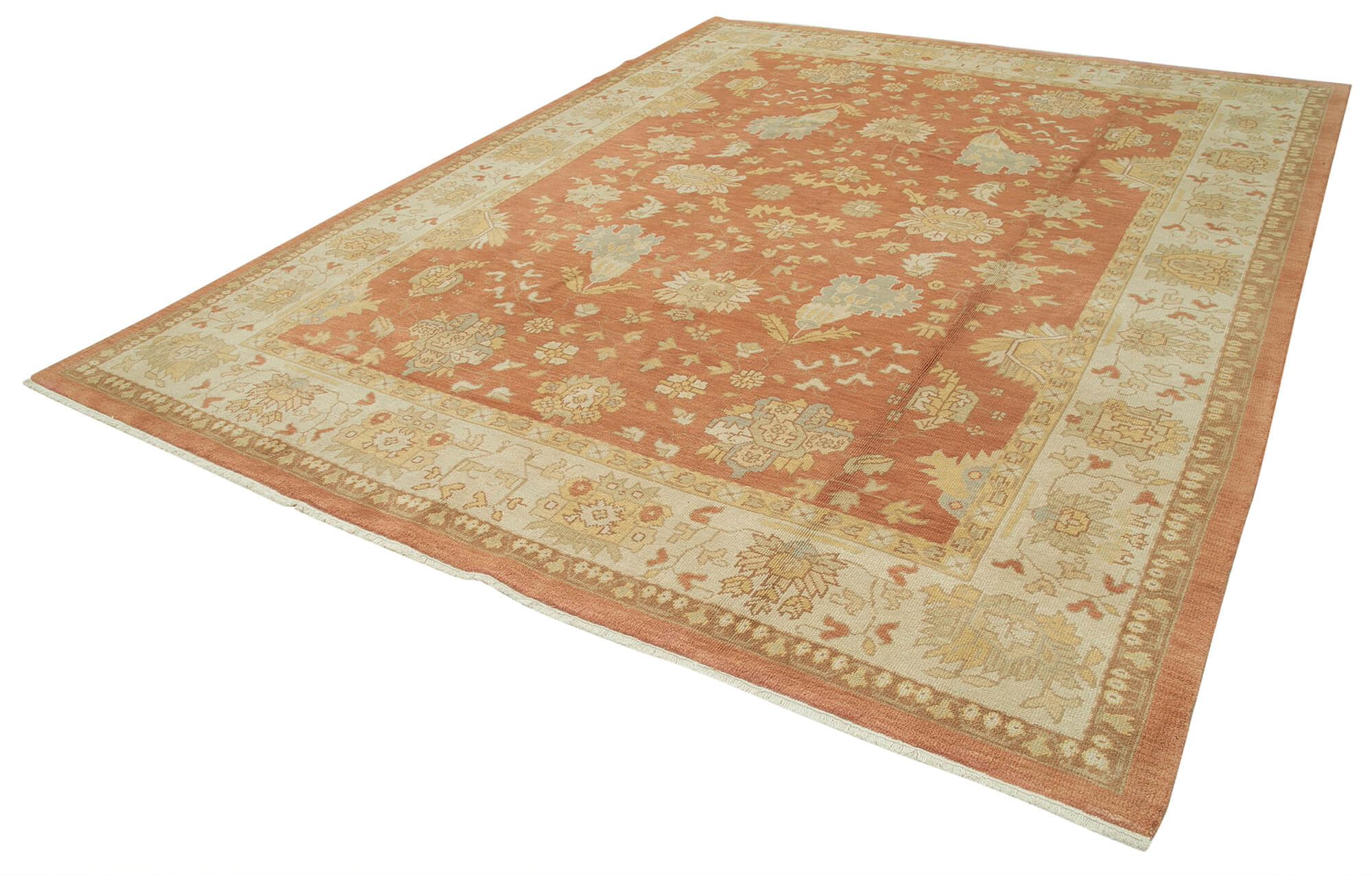 Handmade Wool Area Rug - Classic Red Turkish Vintage Rug 9'x12' Cotton Wool