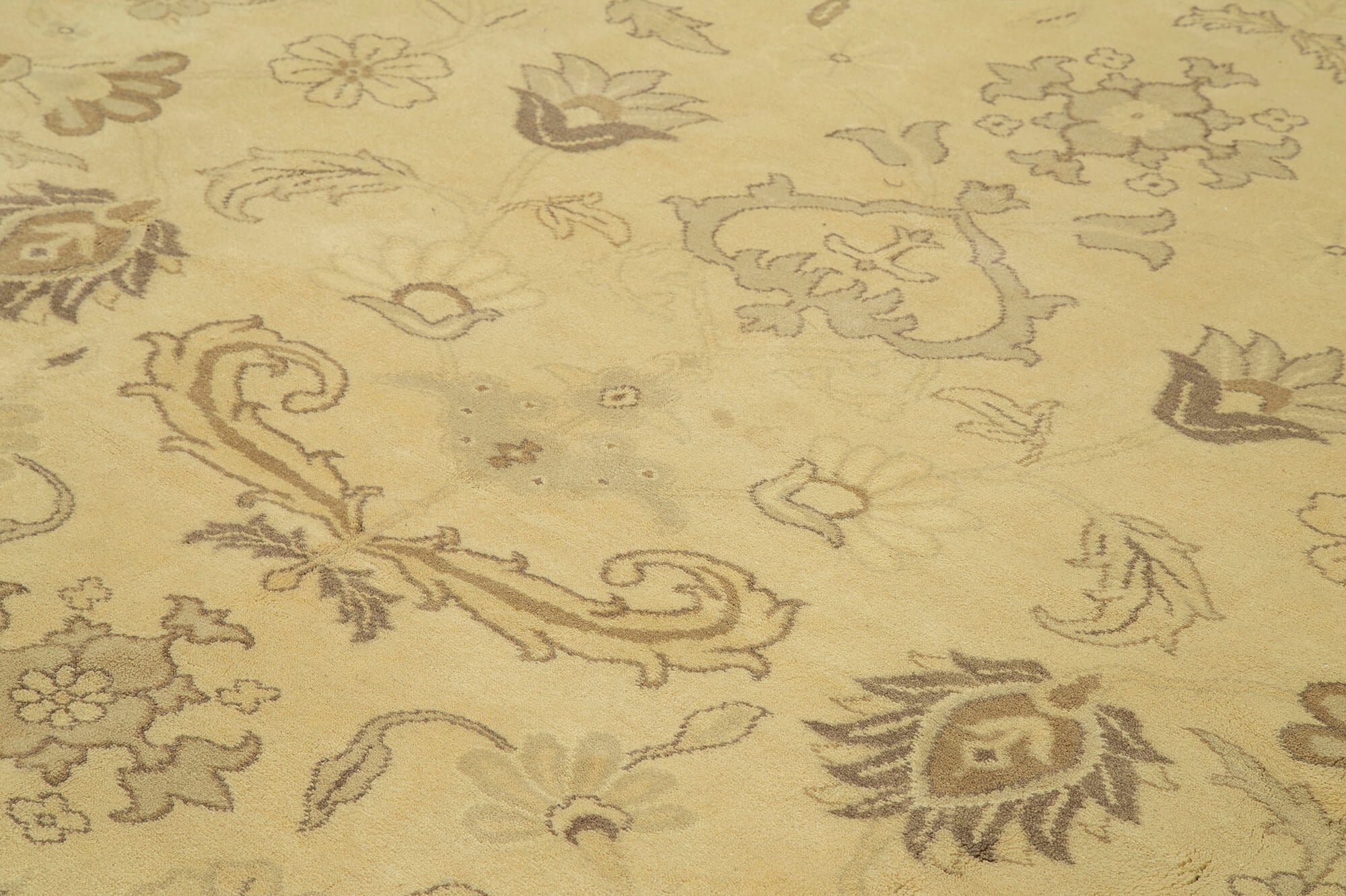 Handmade Wool Area Rug – Tebriz Classic Beige Cotton Wool Rug 10'2''x12'6''
