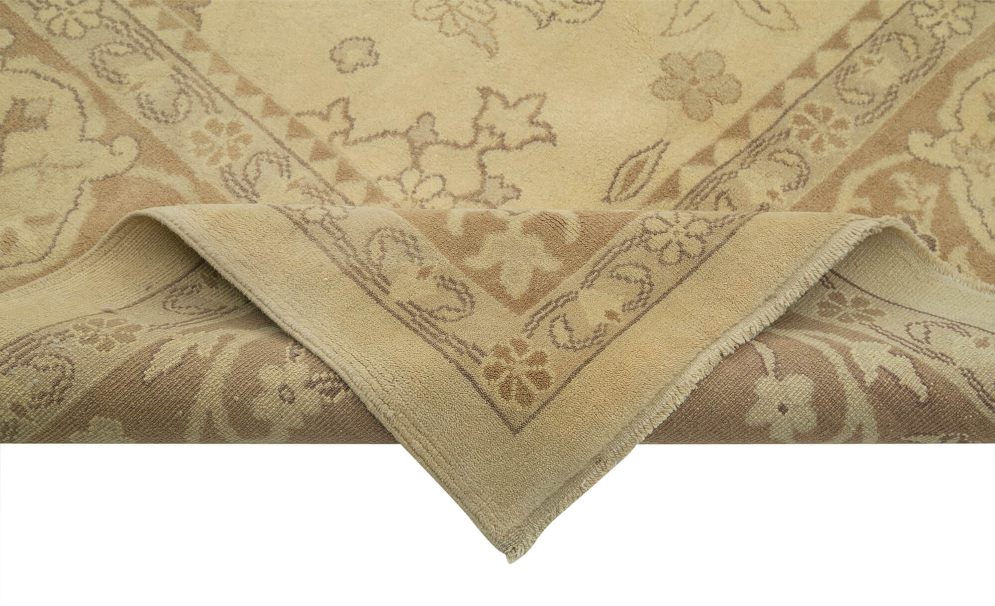 Handmade Wool Area Rug – Tebriz Classic Beige Cotton Wool Rug 10'2''x12'6''