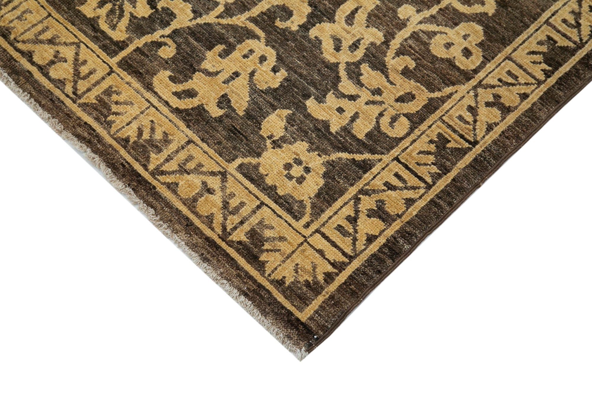 Handmade Wool Area Rug – Tebriz Brown Classic Cotton Wool Rug 4'0"x5'11"