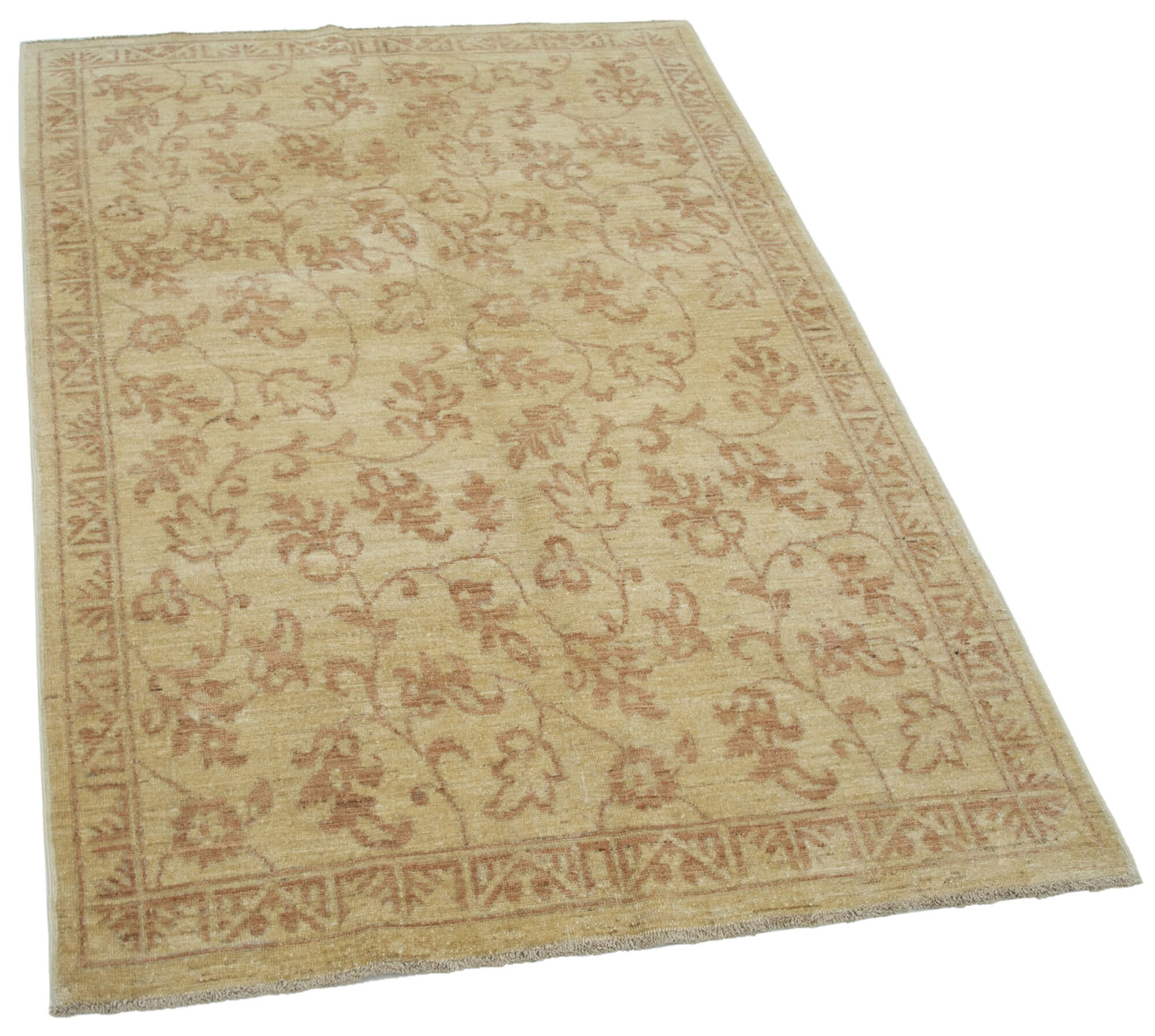 Handmade Wool Area Rug – Tebriz Yellow Classic Cotton Wool Carpet 3'9''x5'11''