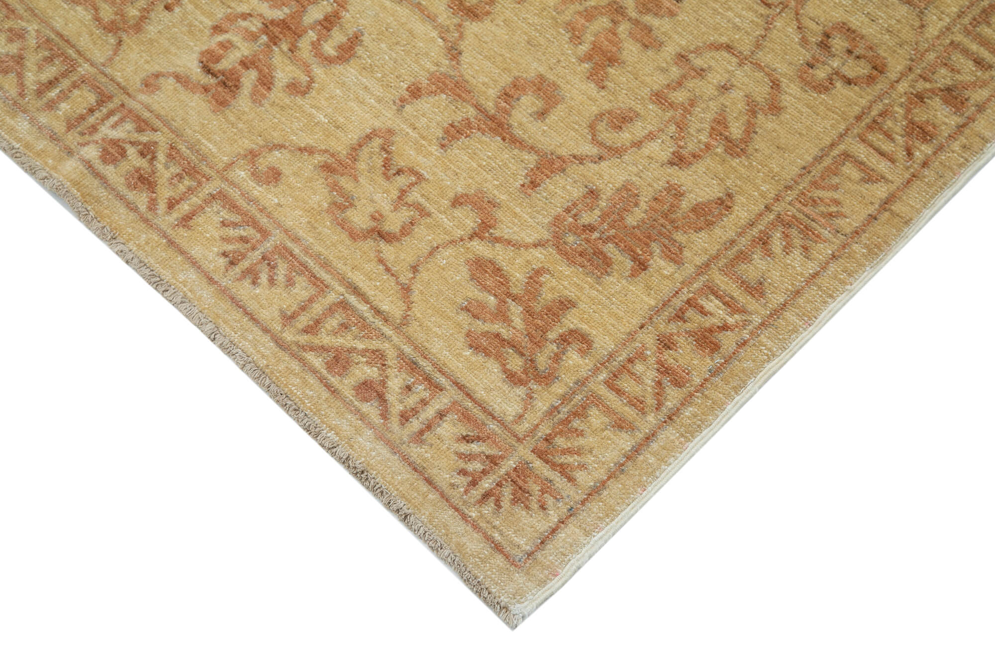 Handmade Wool Area Rug – Tebriz Yellow Classic Cotton Wool Carpet 3'9''x5'11''