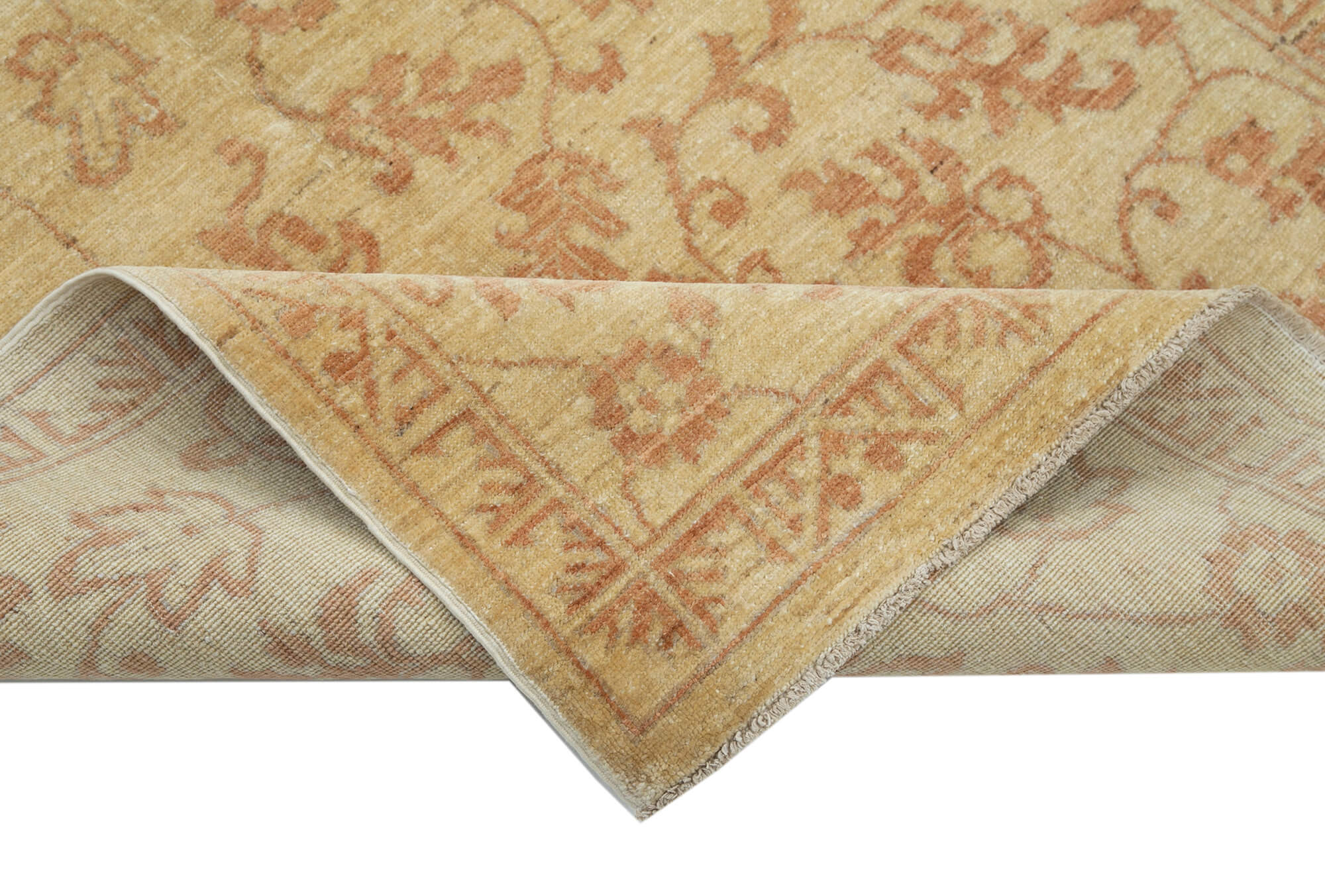 Handmade Wool Area Rug – Tebriz Yellow Classic Cotton Wool Carpet 3'9''x5'11''