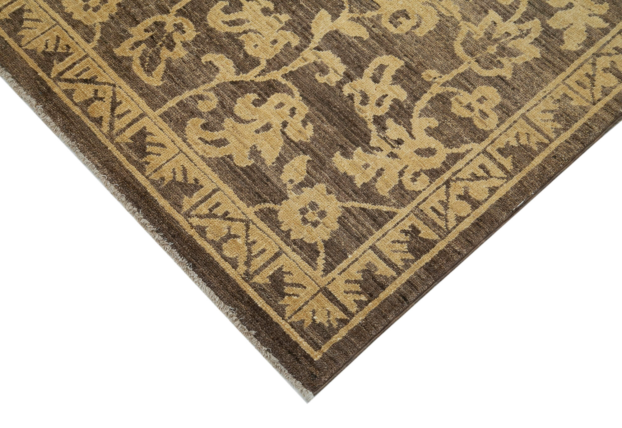 Handmade Wool Area Rug - Classic Brown Cotton Wool Rug 4'x5'11'' for Living Room