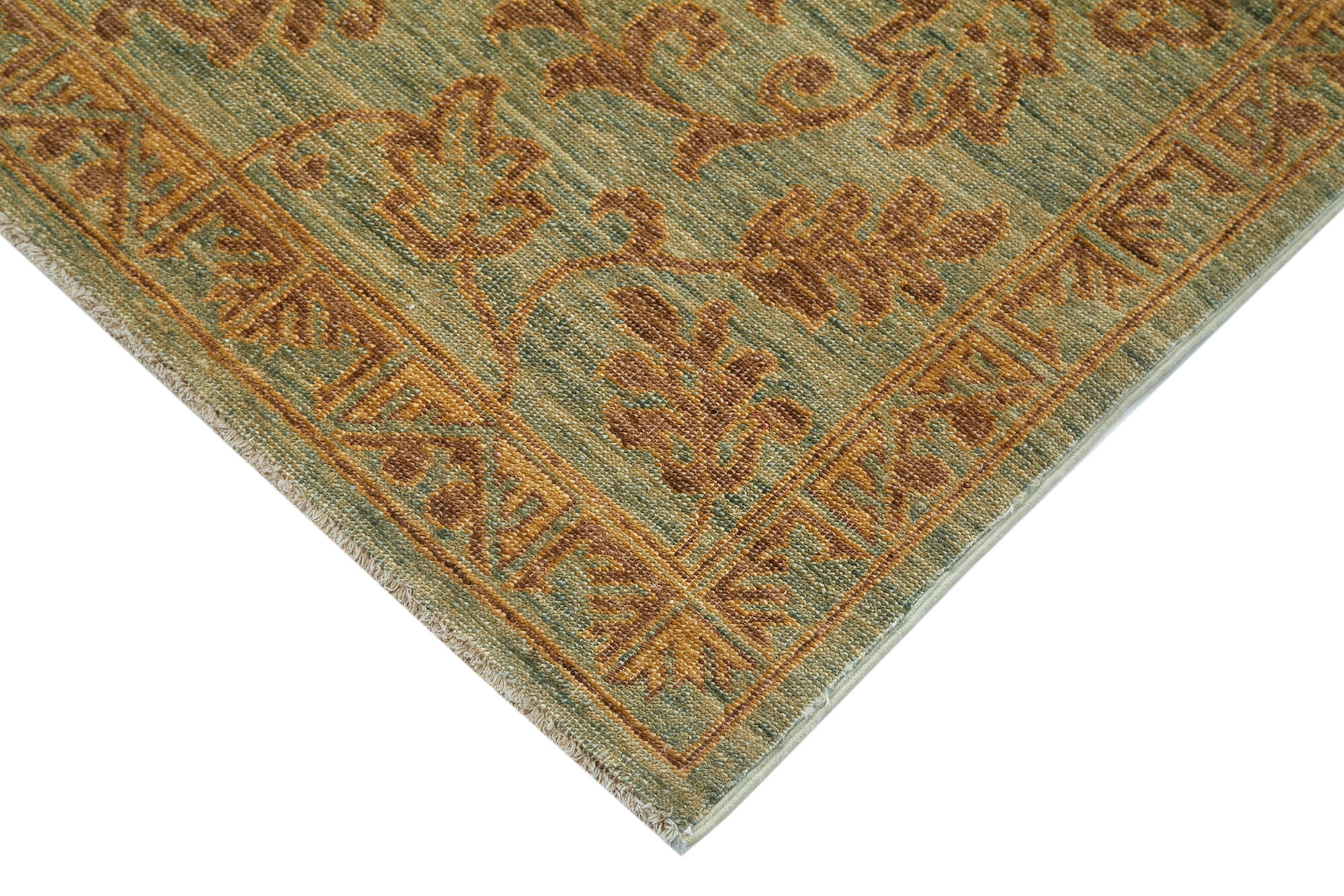 Handmade Wool Area Rug – Tebriz Classic Green Cotton Wool Rug 3'11''x5'11''