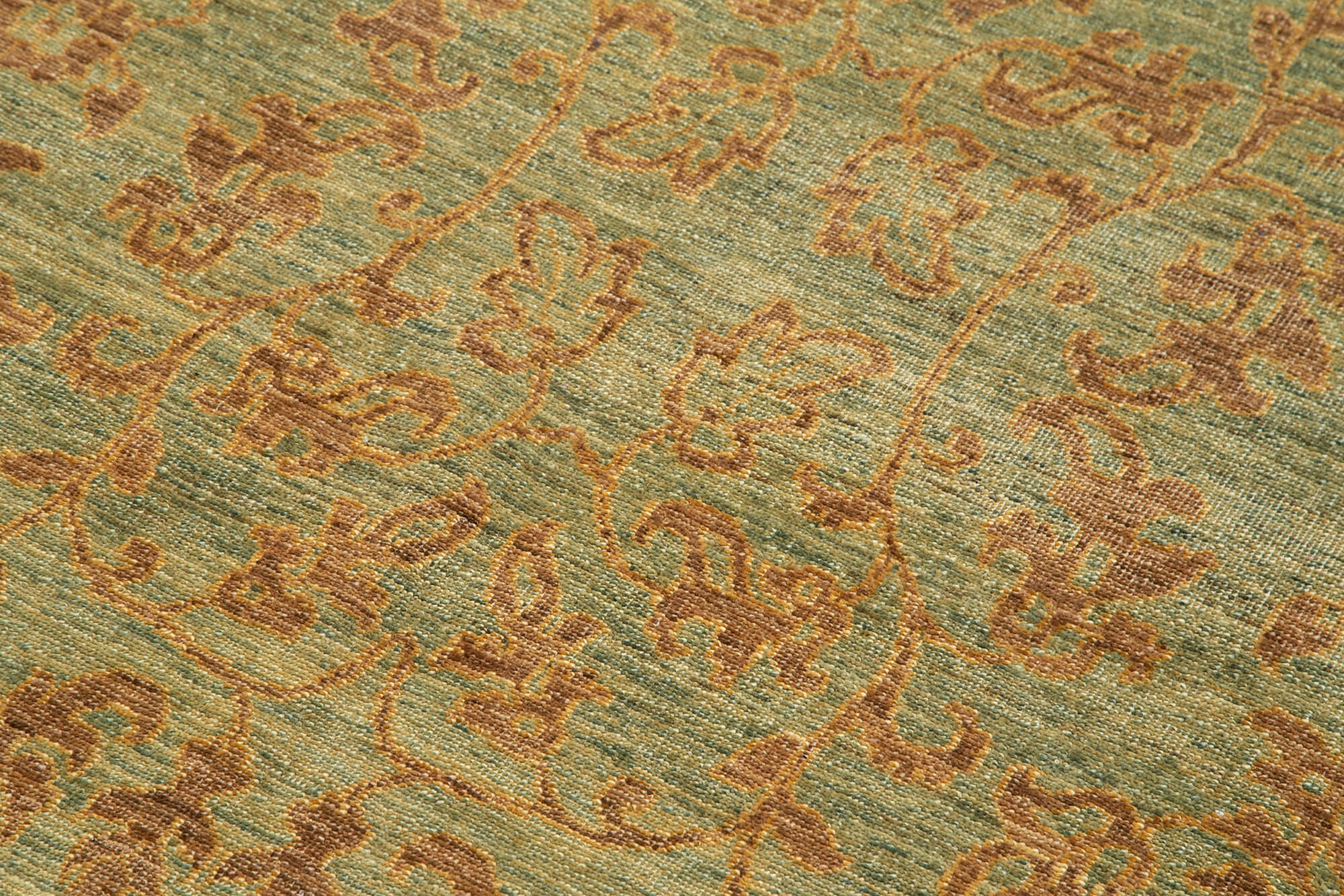 Handmade Wool Area Rug – Tebriz Classic Green Cotton Wool Rug 3'11''x5'11''