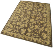 Handmade Wool Area Rug - Tebriz Brown Classic Cotton Wool Rug 3'11''x5'10''