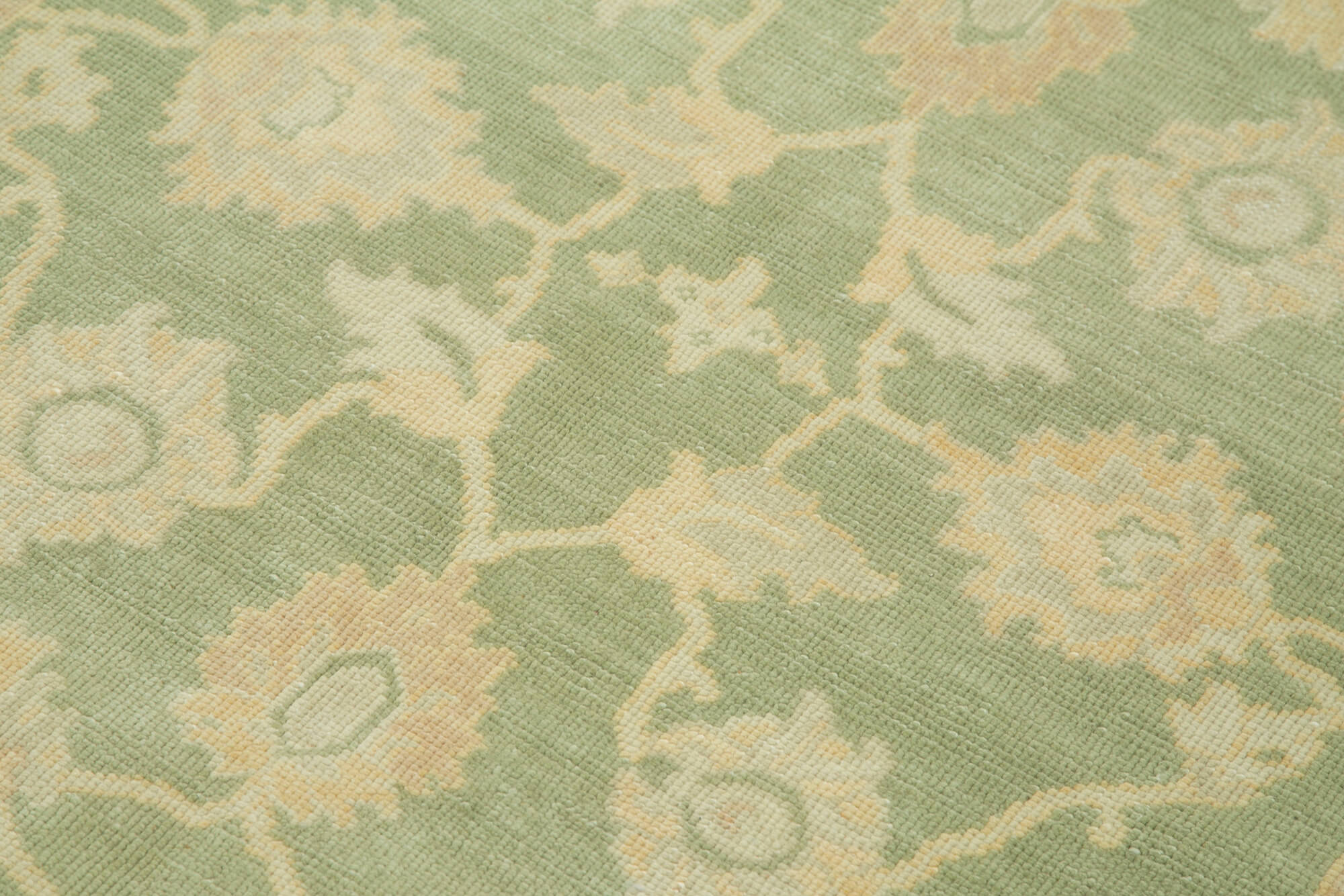 Handmade Wool Area Rug – Tebriz Green Classic Cotton Blend Carpet 3'11''x6'0''