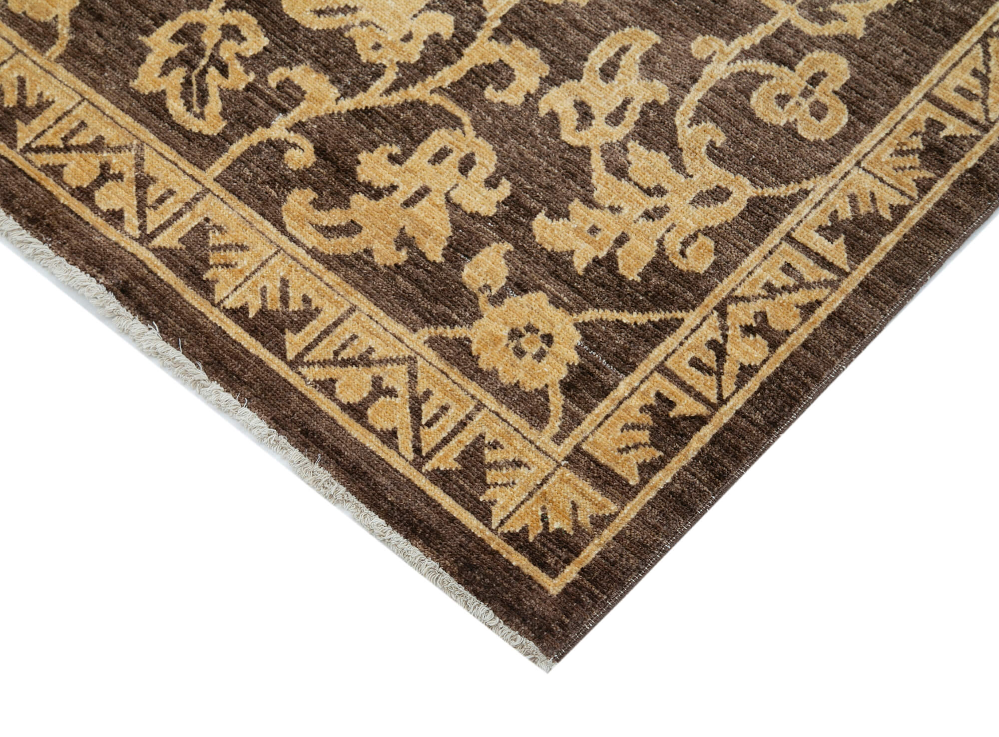 Handmade Cotton Wool Rug – Tebriz Brown Classic Style Carpet 3'11''x5'11''
