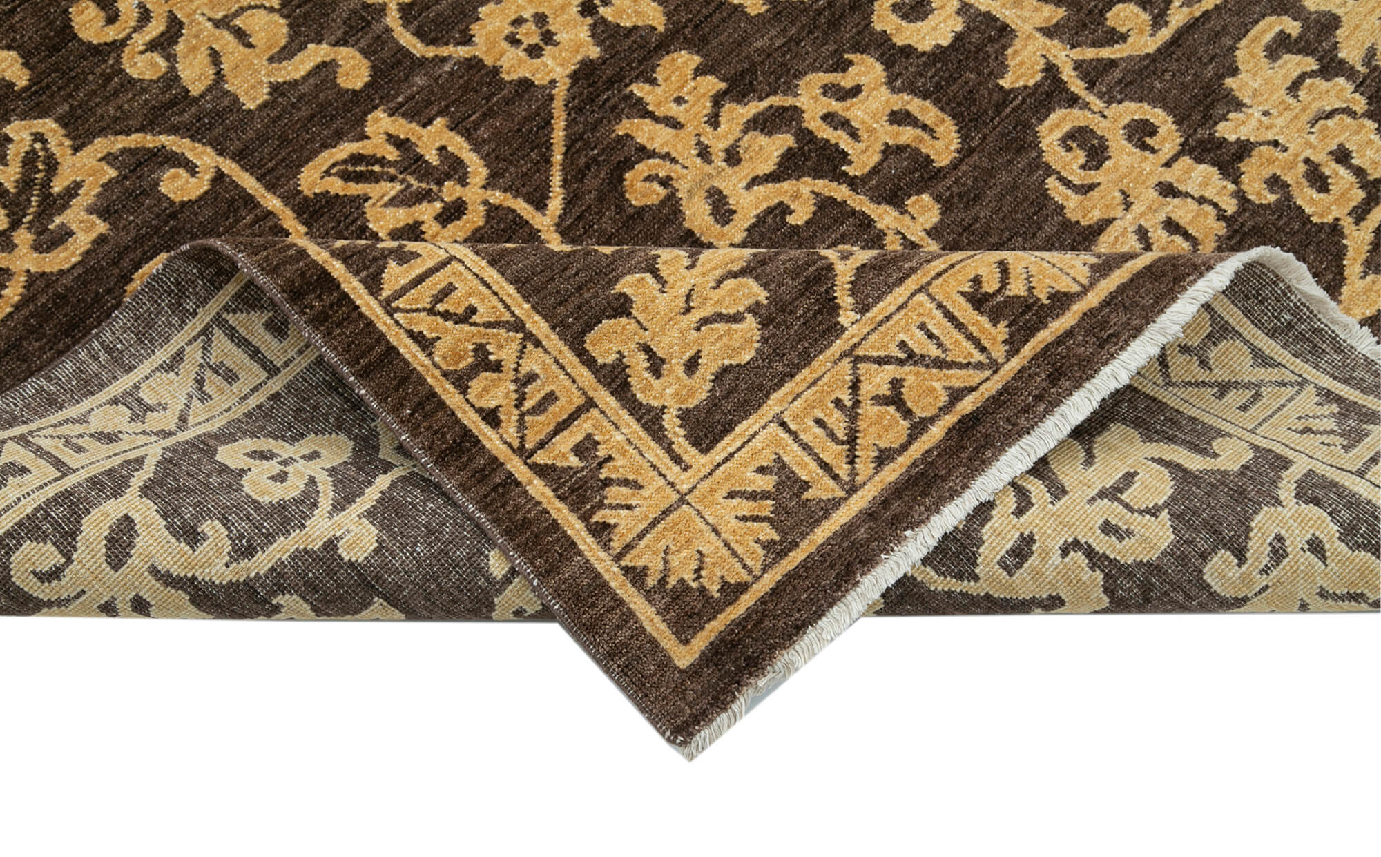 Handmade Cotton Wool Rug – Tebriz Brown Classic Style Carpet 3'11''x5'11''