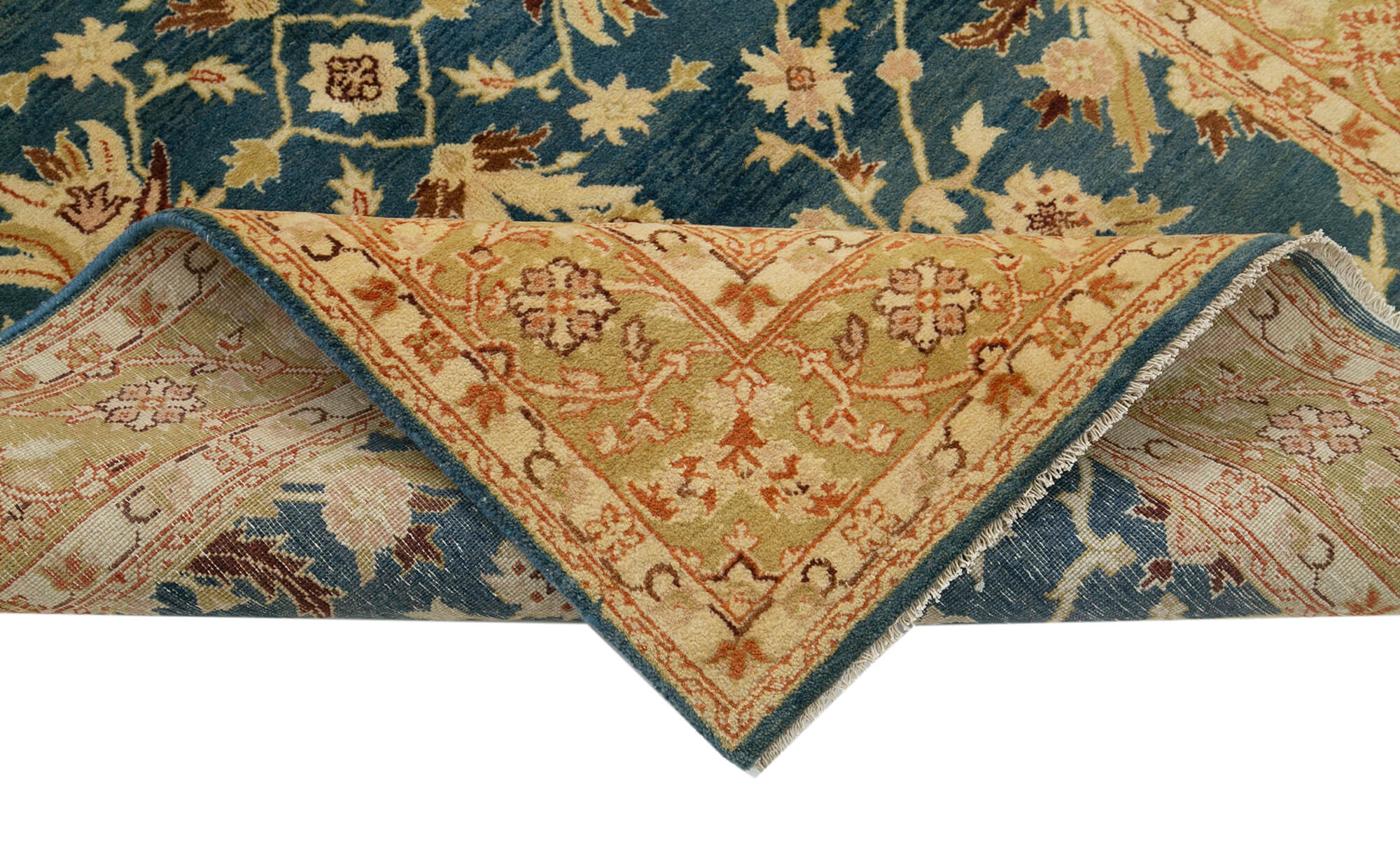Handmade Area Rug – 4x6 Blue Classic Turkish Hand Knotted Cotton Wool Carpet