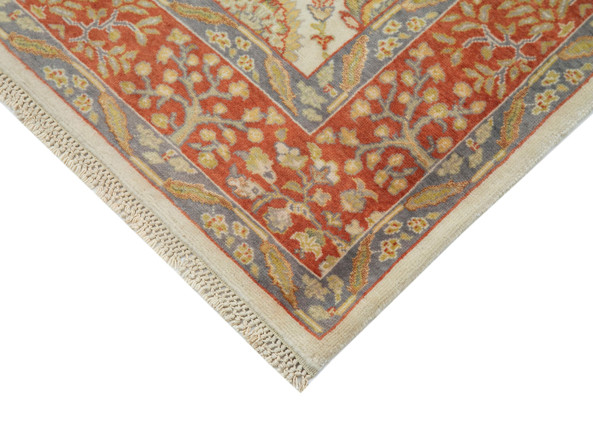 Handmade Wool Area Rug – Tebriz Classic Beige Cotton Wool Rug 2'11''x3'8''