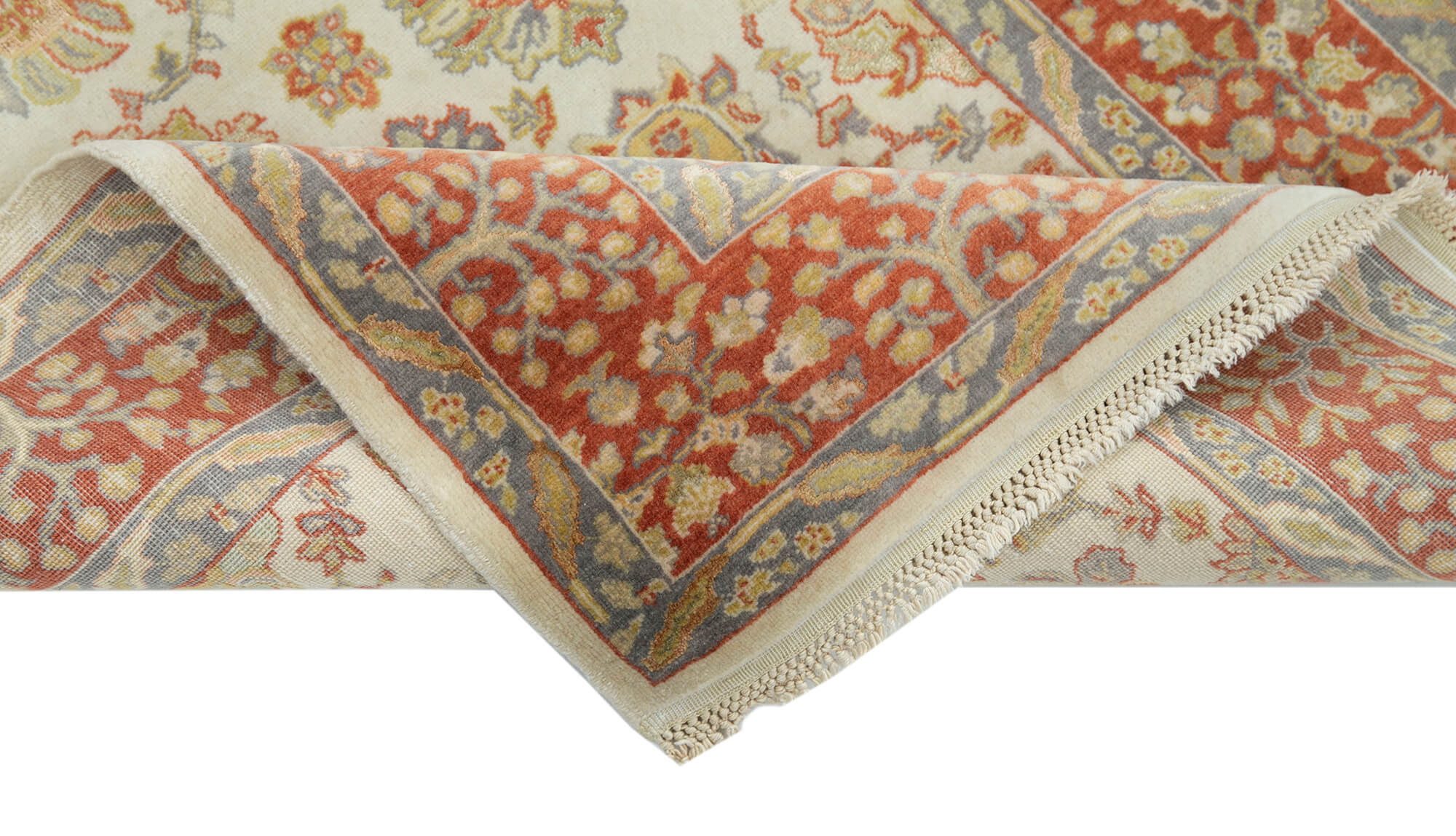 Handmade Wool Area Rug – Tebriz Classic Beige Cotton Wool Rug 2'11''x3'8''