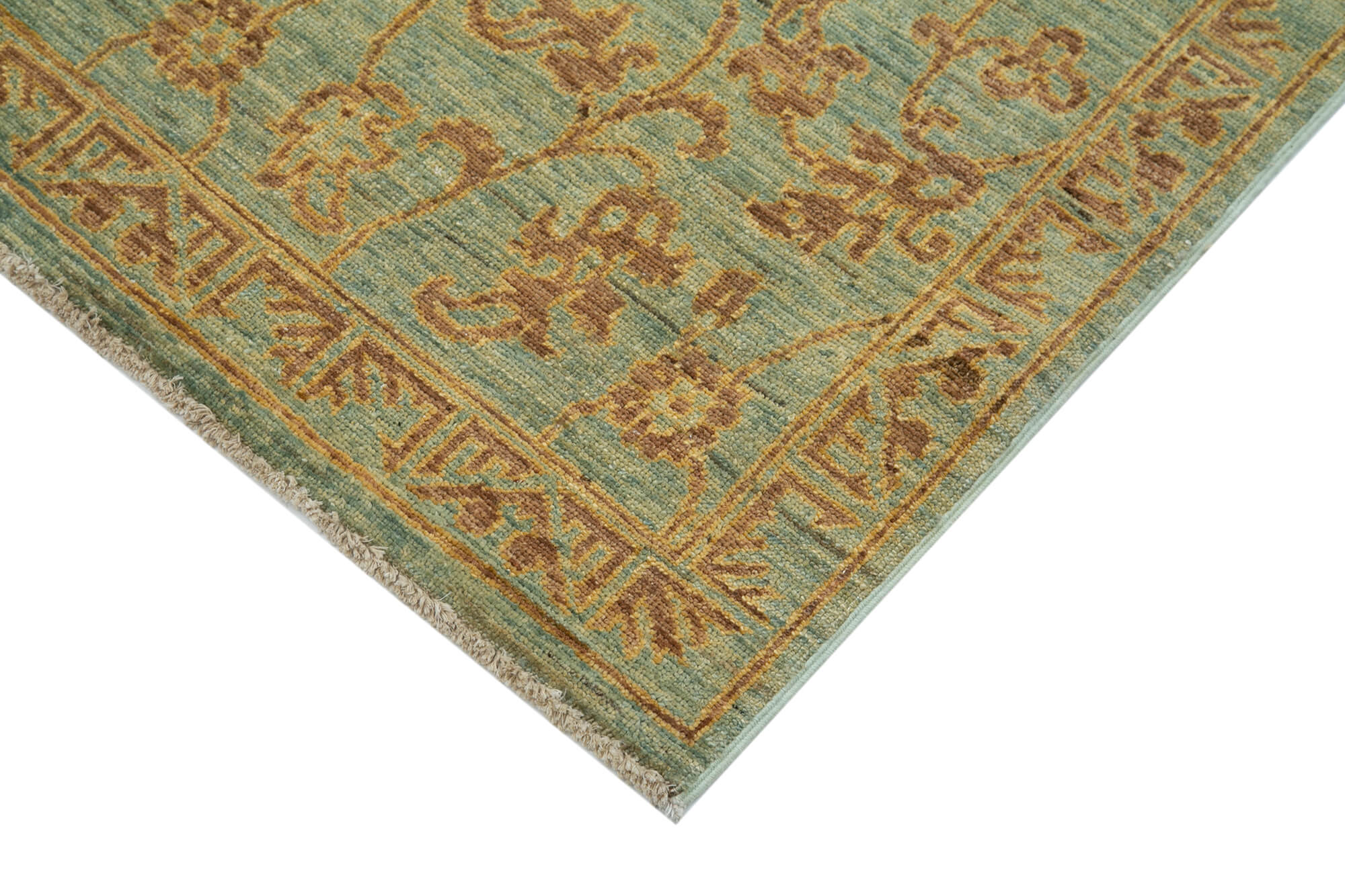 Handmade Wool Area Rug – Tebriz Green Classic Cotton Wool Rug 3'0''x5'9'' by Agacan