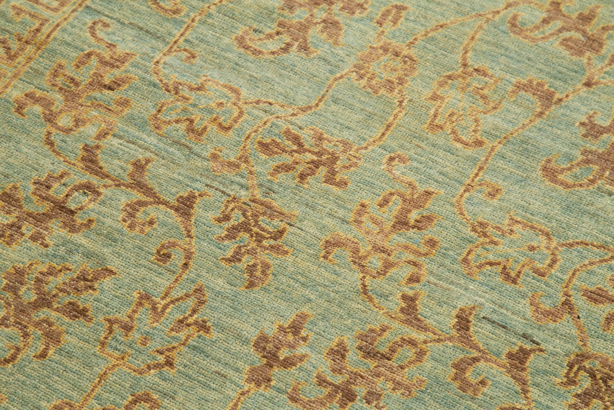 Handmade Wool Area Rug – Tebriz Green Classic Cotton Wool Rug 3'0''x5'9'' by Agacan