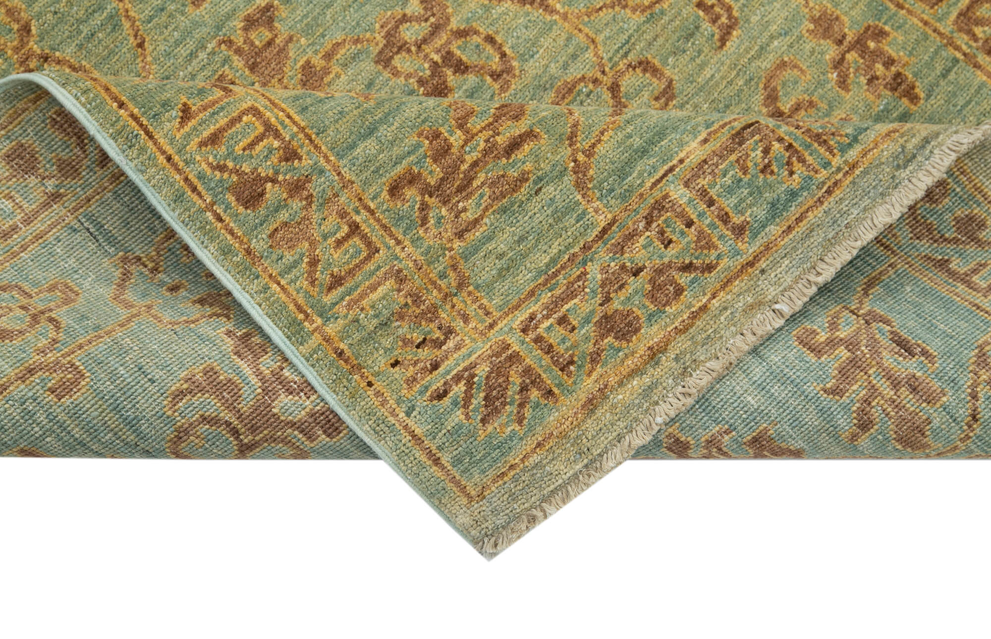 Handmade Wool Area Rug – Tebriz Green Classic Cotton Wool Rug 3'0''x5'9'' by Agacan