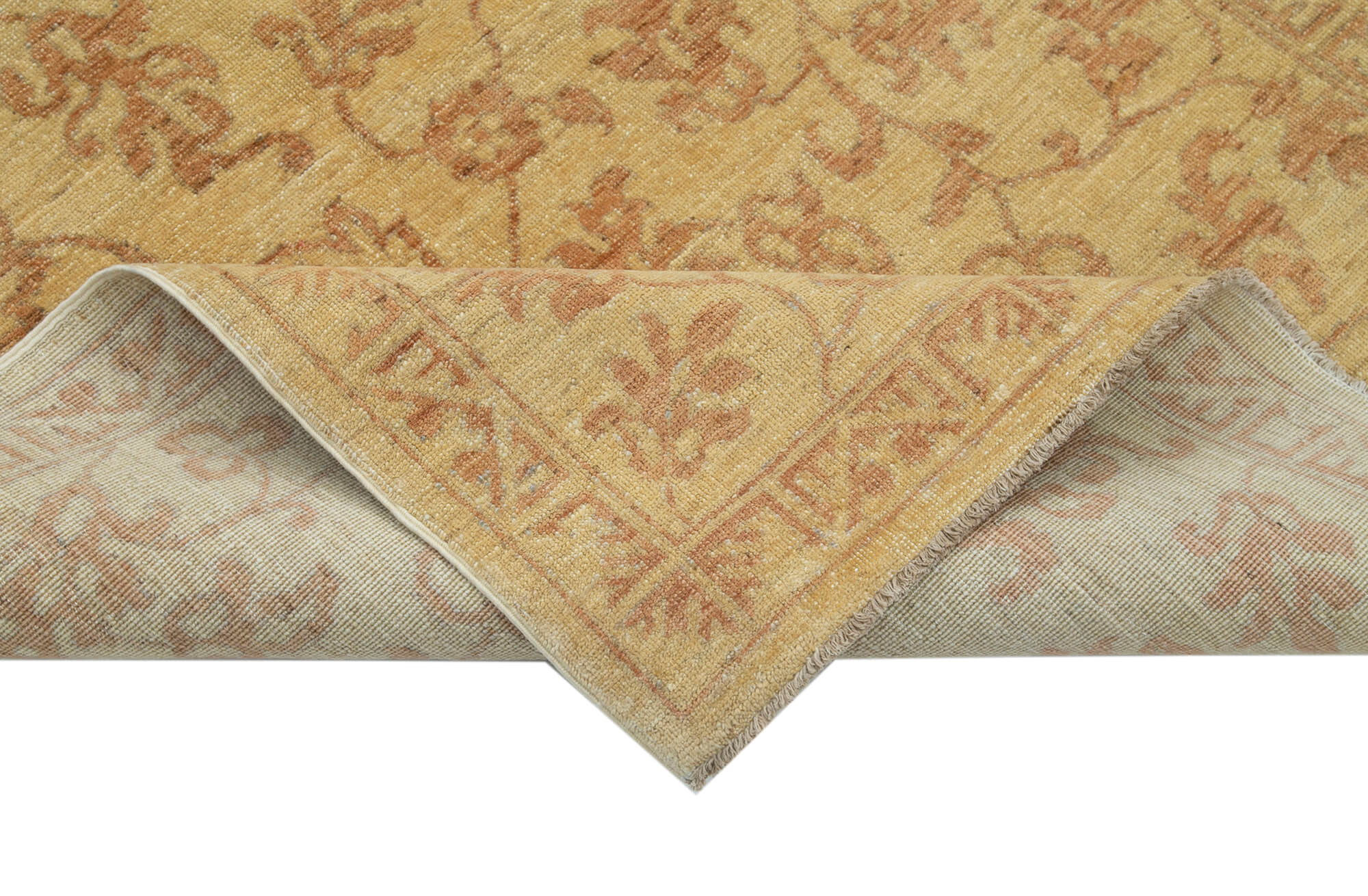 Handmade Area Rug – Tebriz Classic Yellow Wool Cotton Carpet 3'10''x5'10''