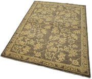 Handmade Wool Area Rug - Tebriz Brown Classic Cotton Wool Blend 4x6 Vintage