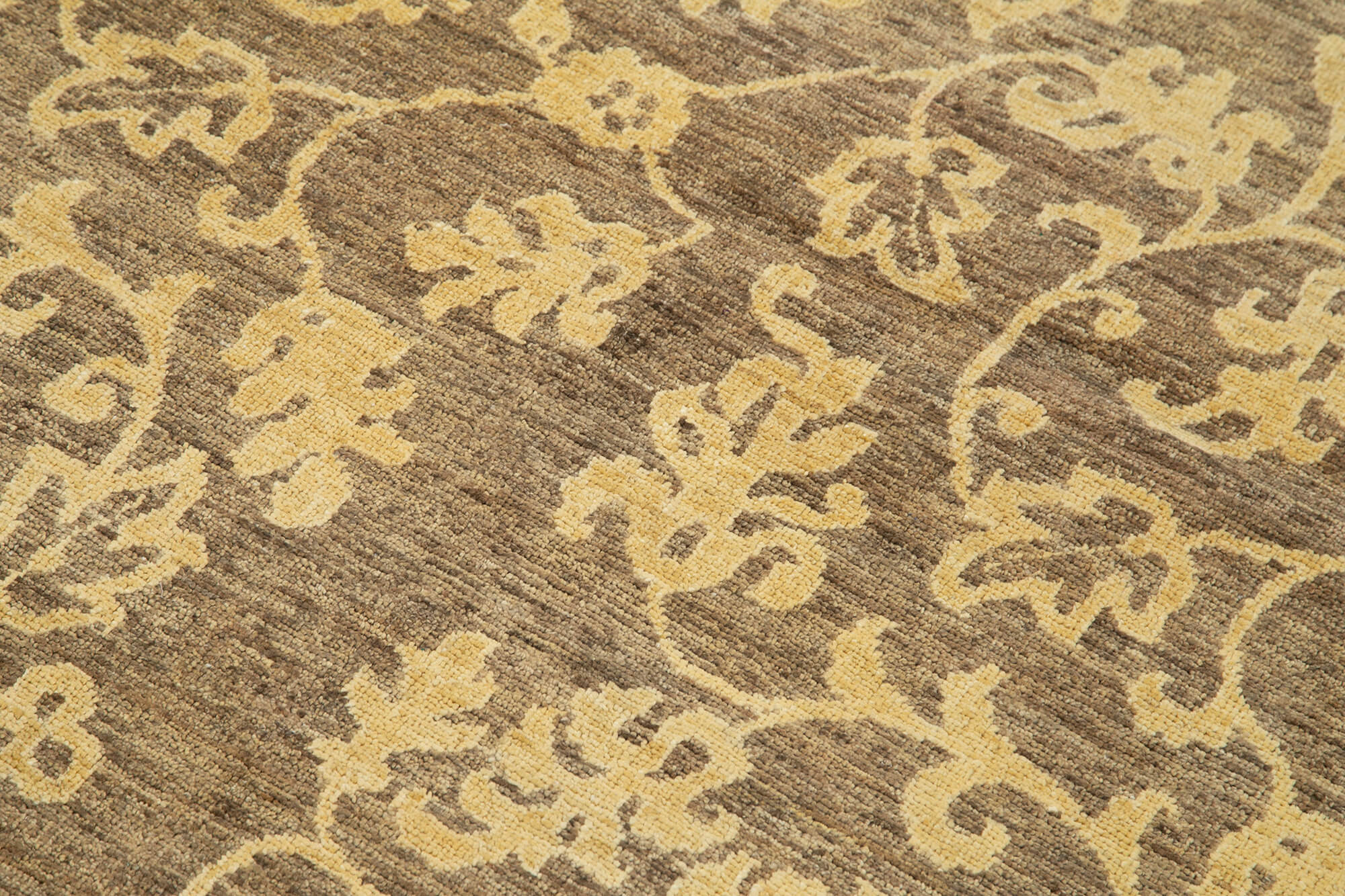 Handmade Wool Area Rug - Tebriz Brown Classic Cotton Wool Blend 4x6 Vintage