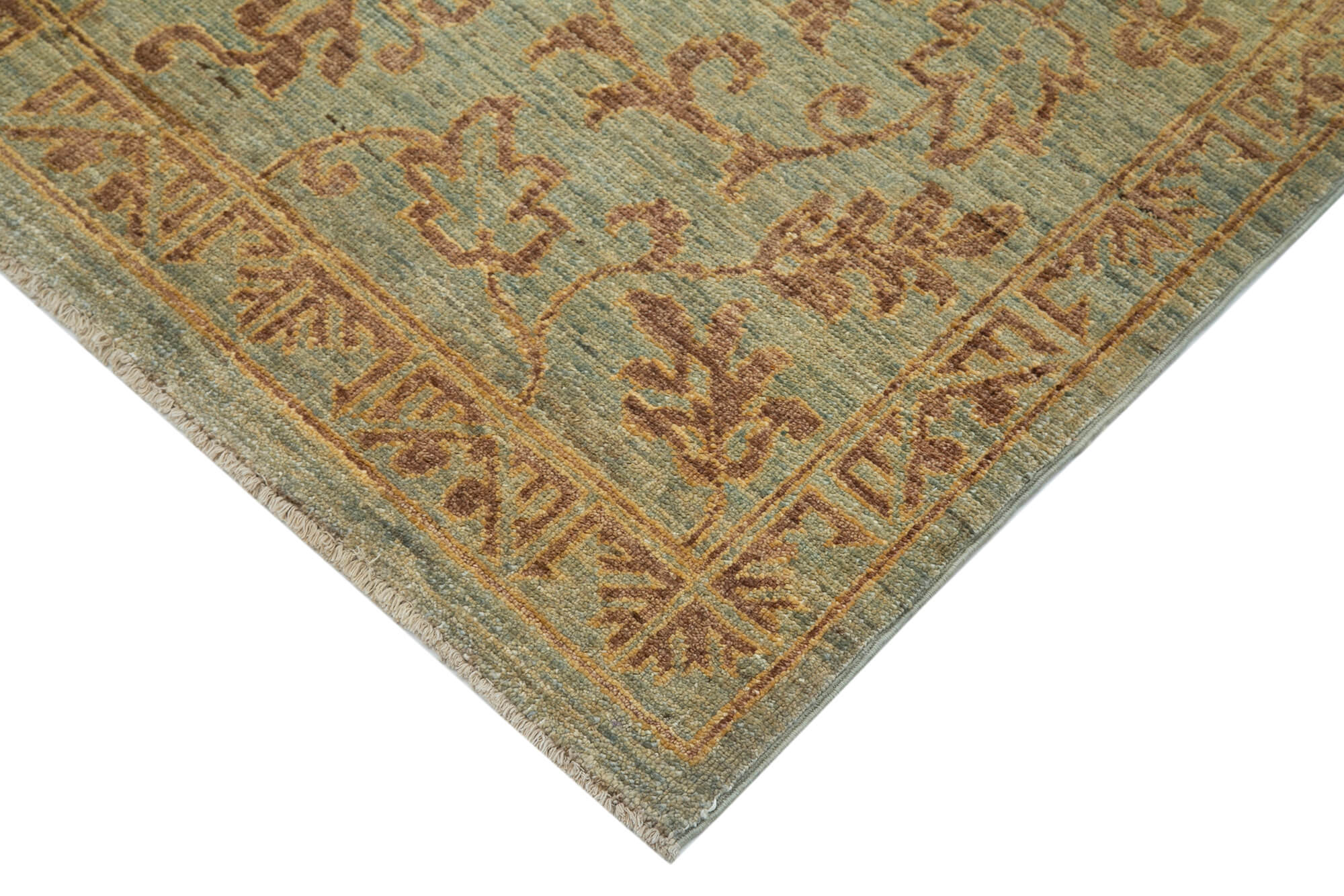Handmade Wool Area Rug – Tebriz Classic Green Cotton Wool Carpet 3'11''x5'9''