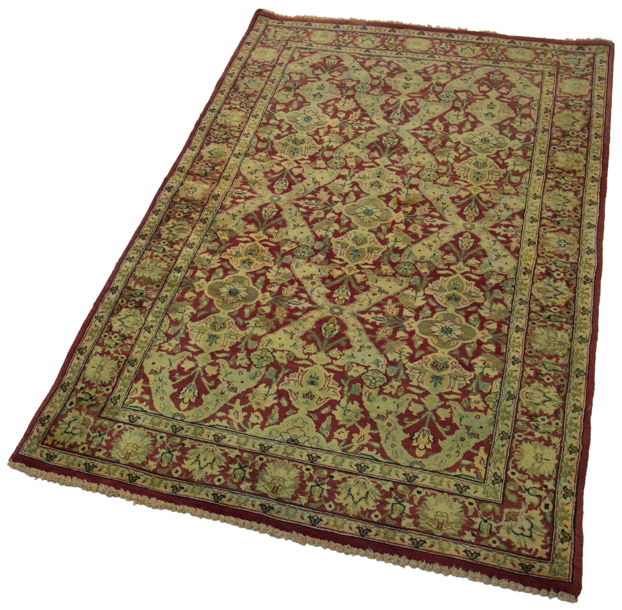 Handmade Wool Area Rug - Tebriz Classic Red Turkish Area Rug 2'11''x5'1''