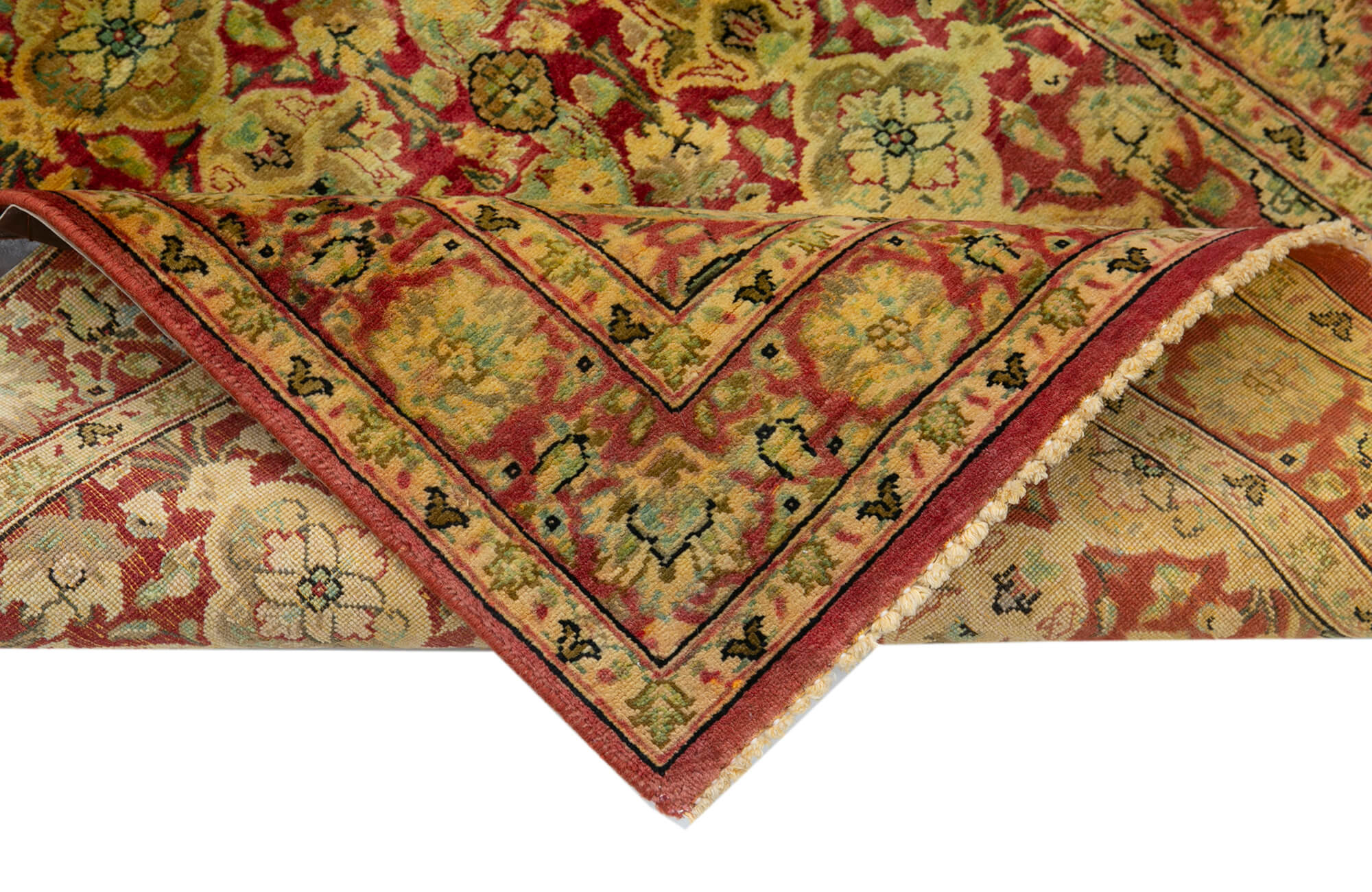 Handmade Wool Area Rug - Tebriz Classic Red Turkish Area Rug 2'11''x5'1''
