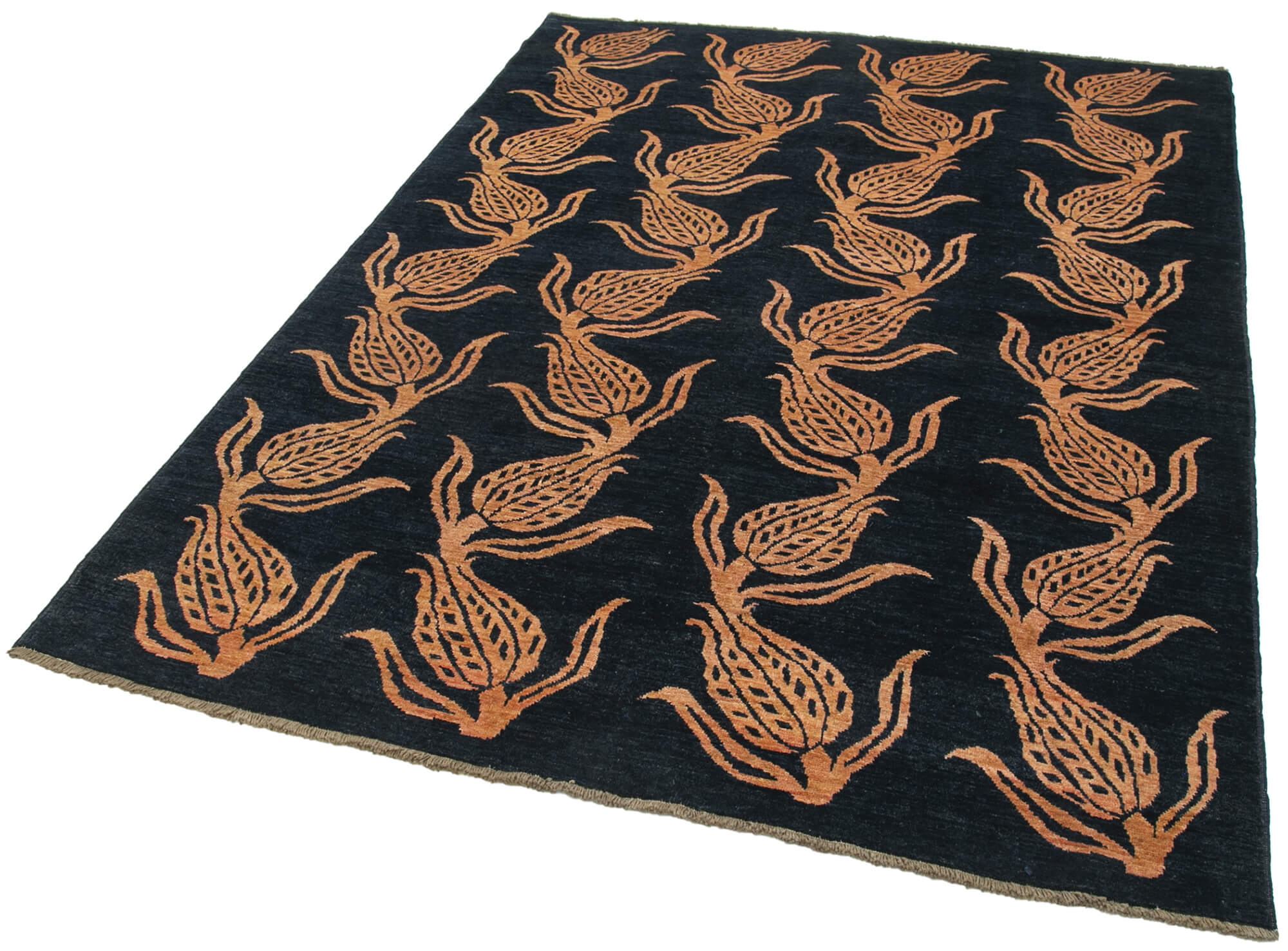 Handmade Wool Area Rug | Tebriz Classic Blue Cotton Wool Woven Carpet 5'9''x7'10''