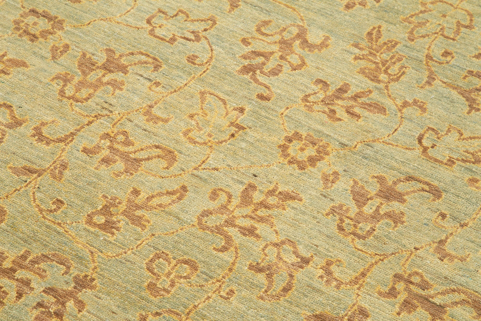 Handmade Wool Area Rug - Tebriz Green Classic Style Cotton Wool Carpet 3'10''x5'10''