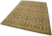Handmade Wool Area Rug – Tebriz Classic Brown Cotton Wool Rug 6x8 Vintage Turkish Carpet