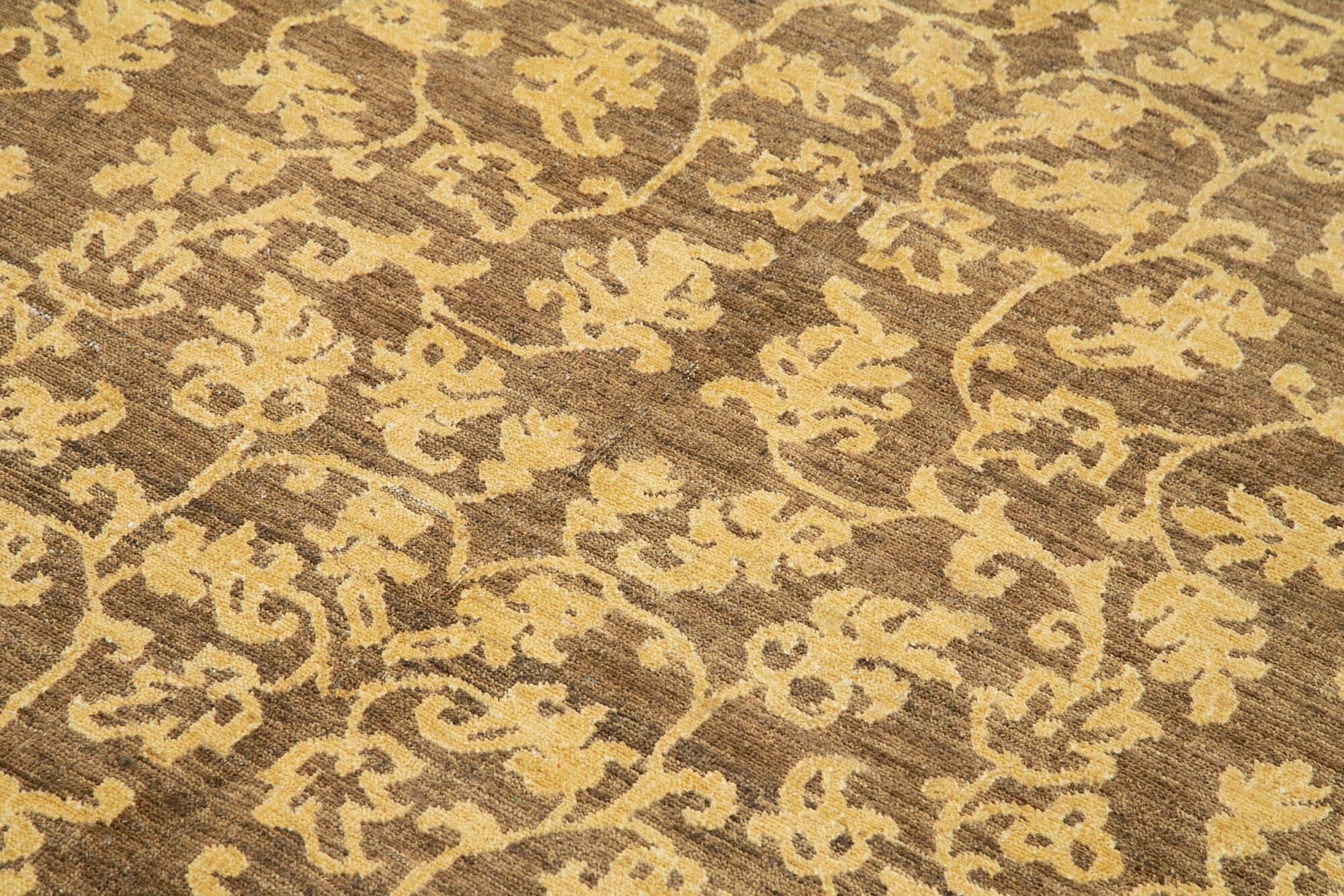 Handmade Wool Area Rug – Tebriz Classic Brown Cotton Wool Rug 6x8 Vintage Turkish Carpet