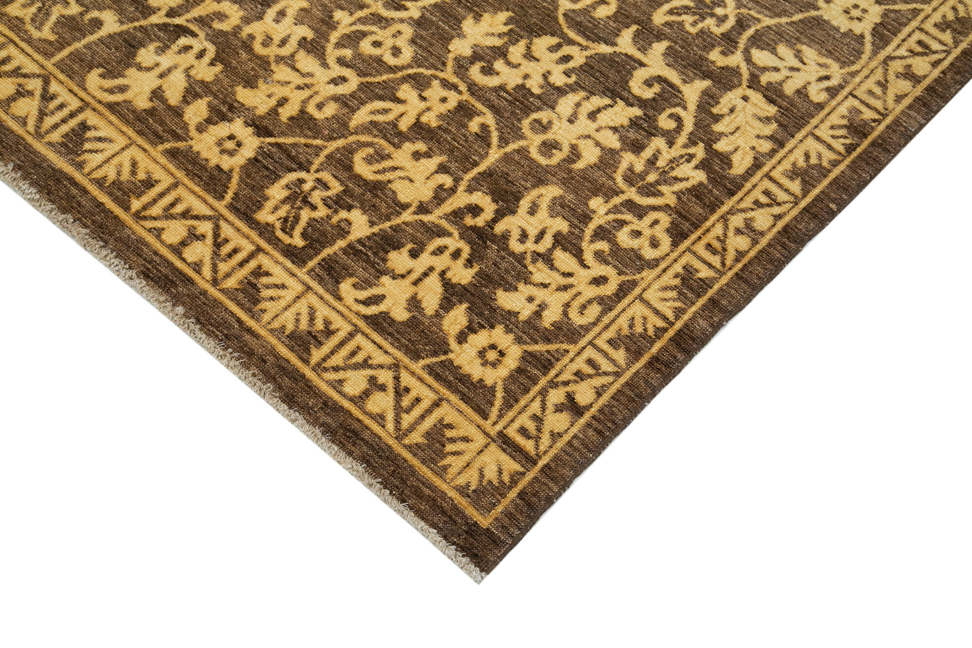 Handmade Wool Area Rug – Tebriz Classic Brown Rug 6'0''x9'1'' | Vintage Turkish Carpet