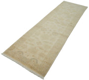 Handmade Wool Area Rug – Tebriz Beige Classic Cotton Rug 2'7''x9'5'' Vintage Turkish Carpet