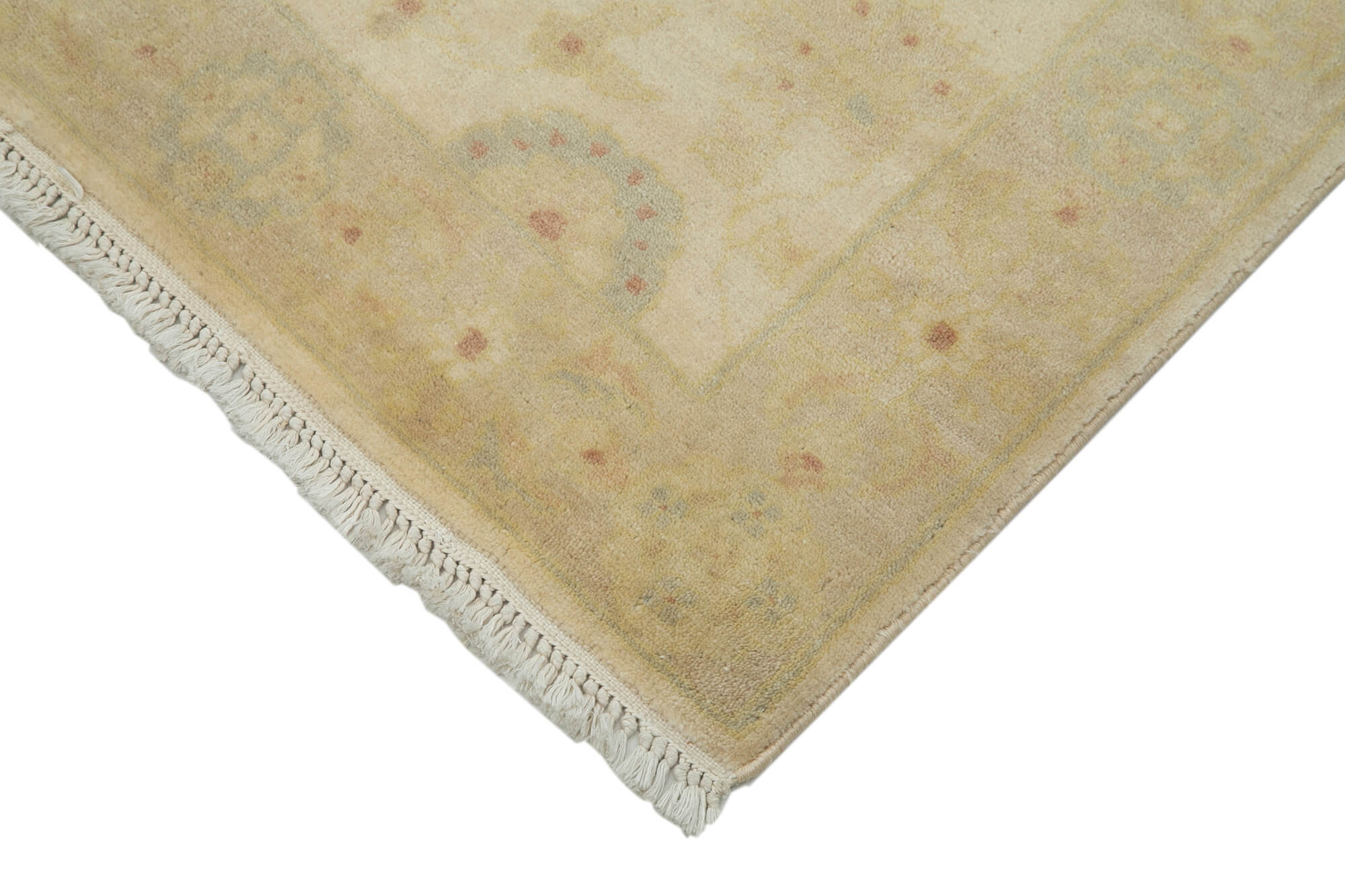 Handmade Wool Area Rug – Tebriz Beige Classic Cotton Rug 2'7''x9'5'' Vintage Turkish Carpet