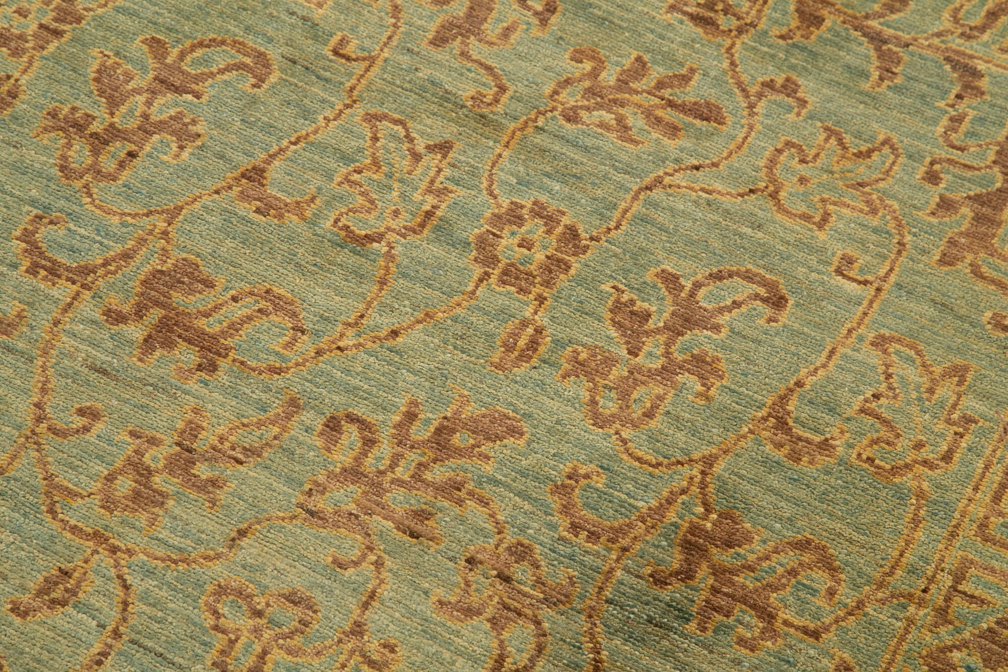 Handmade Wool Area Rug – Tebriz Green Classic Cotton Wool Rug 2'11''x8'5''