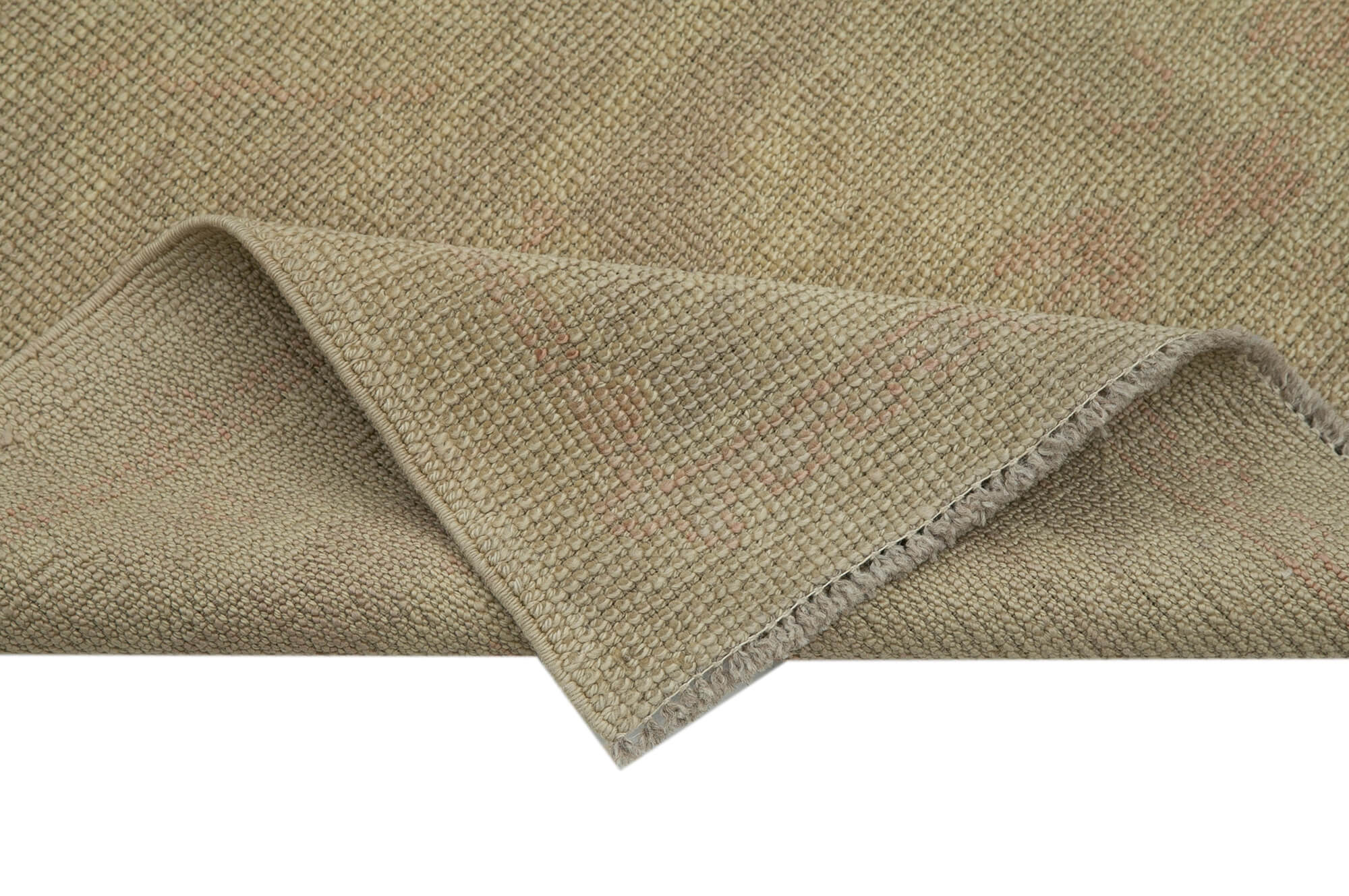Handmade Wool Area Rug – Classic Beige Cotton Wool Rug, Durable Turkish Vintage Carpet 2'4''x11'6''