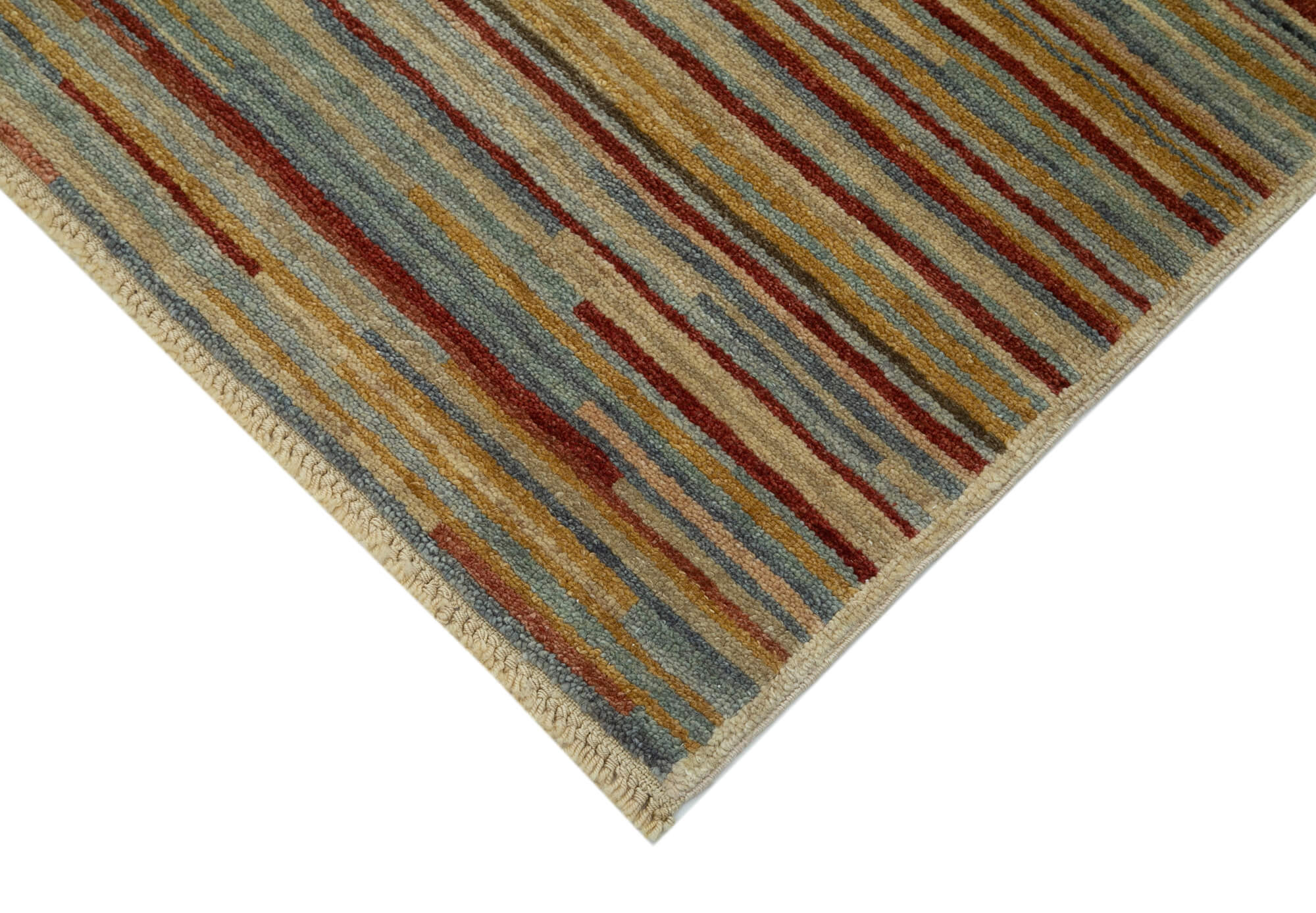 Handmade Wool Area Rug | Beige Wool Carpet, Durable Cotton Weave, Antique Style