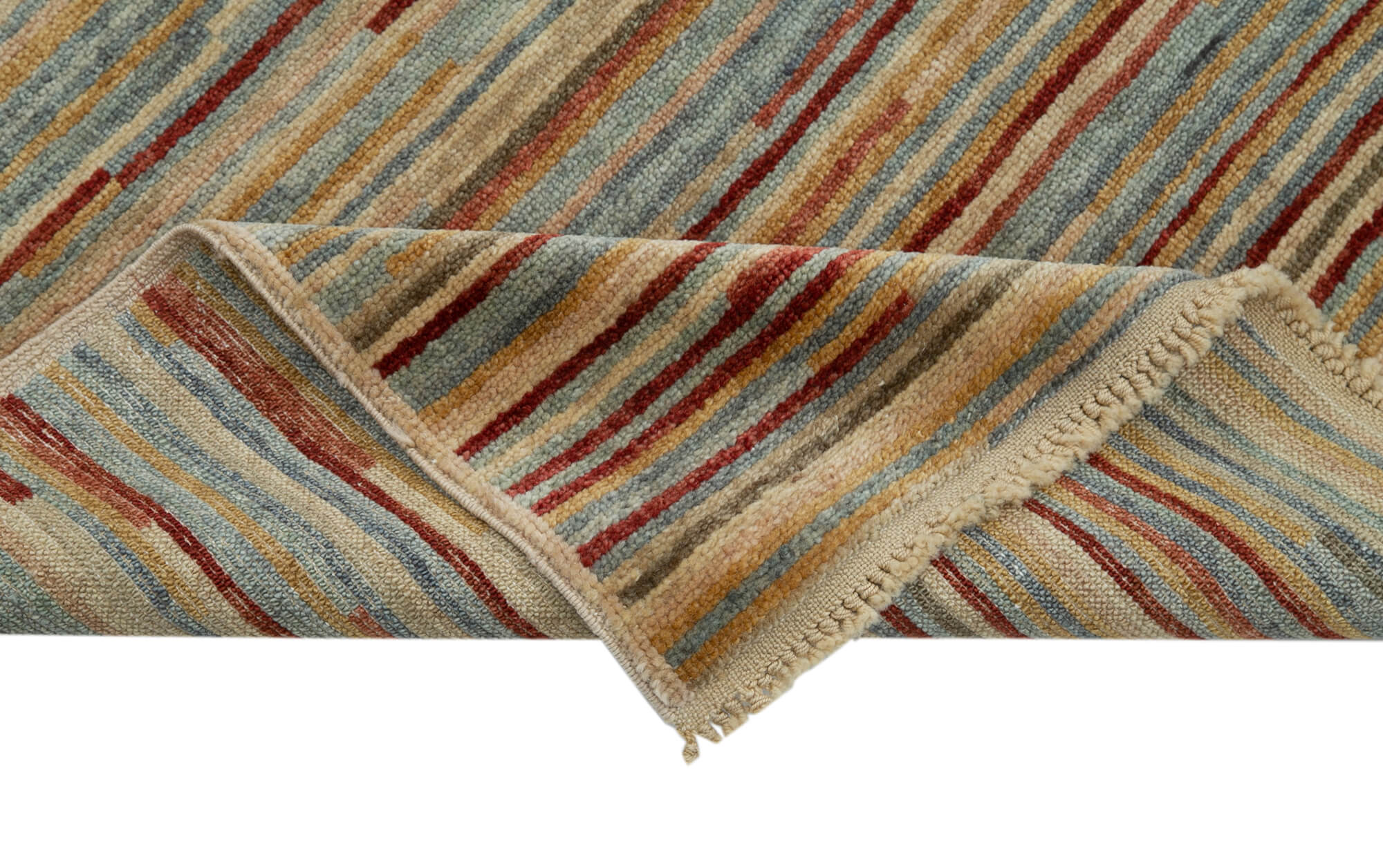 Handmade Wool Area Rug | Beige Wool Carpet, Durable Cotton Weave, Antique Style