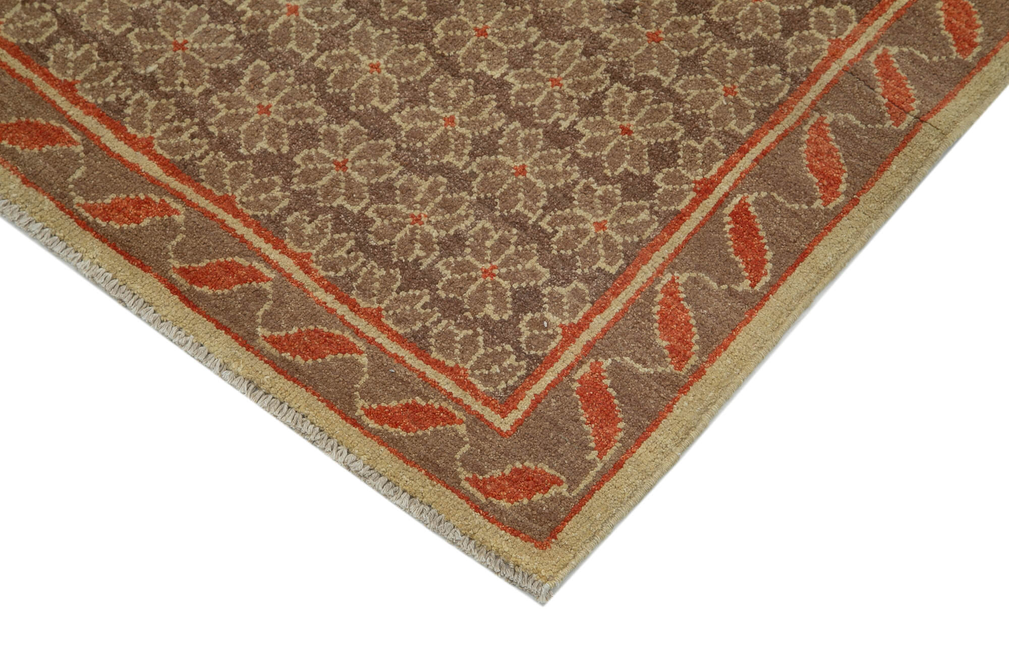 Handmade Wool Area Rug – Tebriz Brown Classic Cotton Wool Rug 2'7''x9'10''