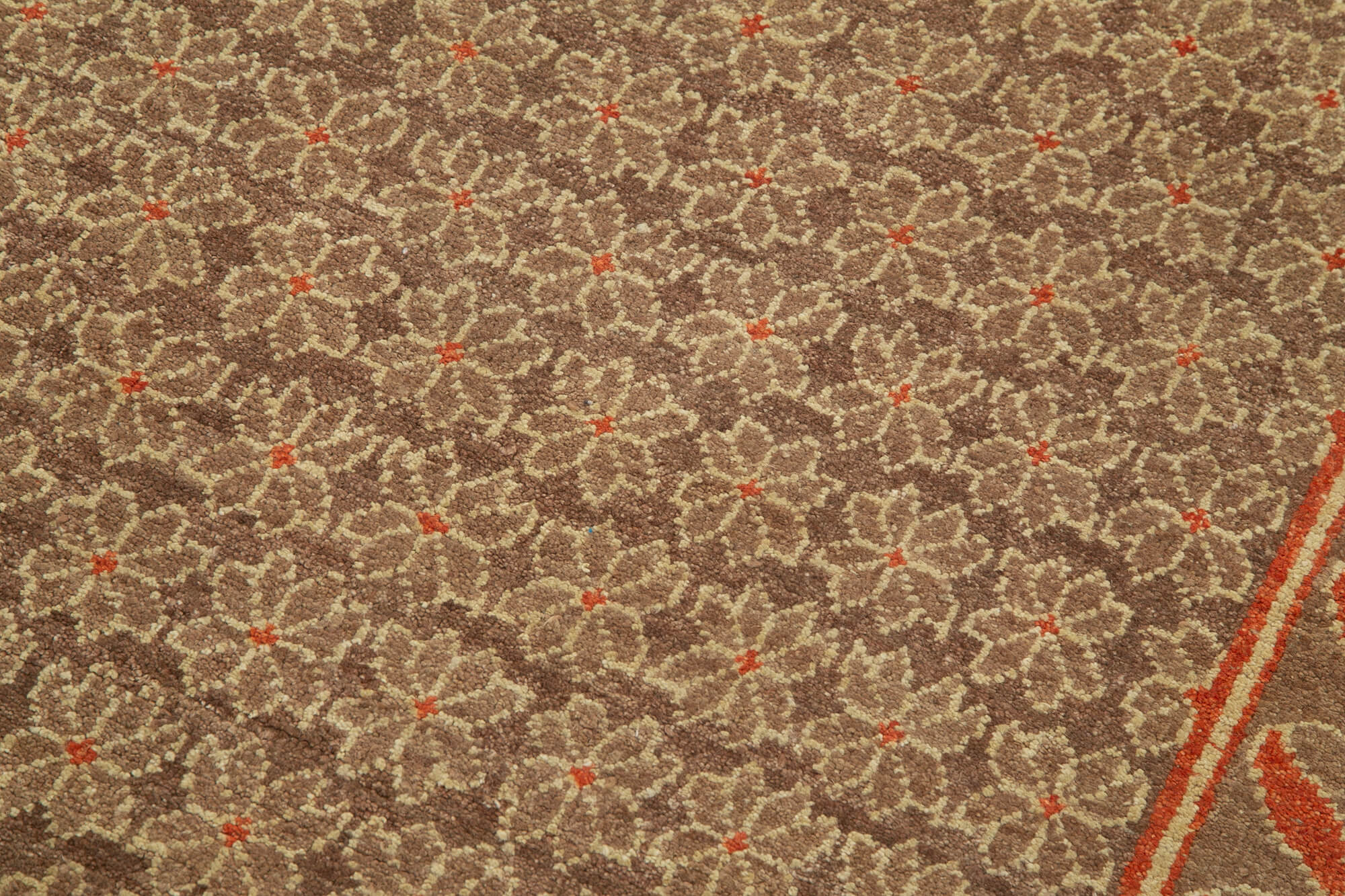 Handmade Wool Area Rug – Tebriz Brown Classic Cotton Wool Rug 2'7''x9'10''