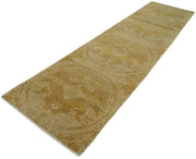 Handmade Wool Area Rug - Tebriz Yellow Classic Cotton Wool 3'0'' x 12'3''