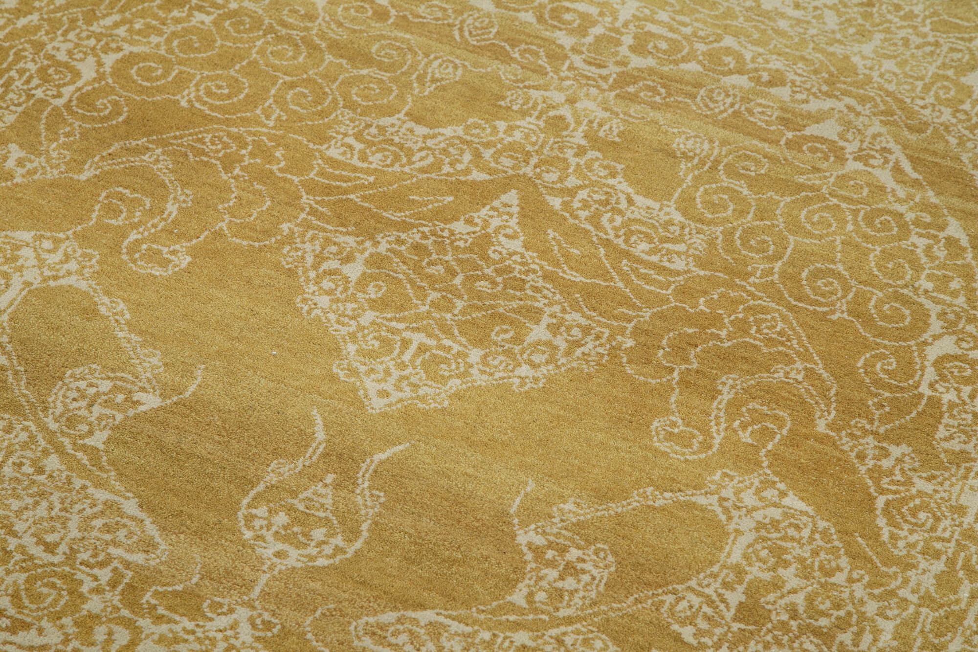 Handmade Wool Area Rug - Tebriz Yellow Classic Cotton Wool 3'0'' x 12'3''