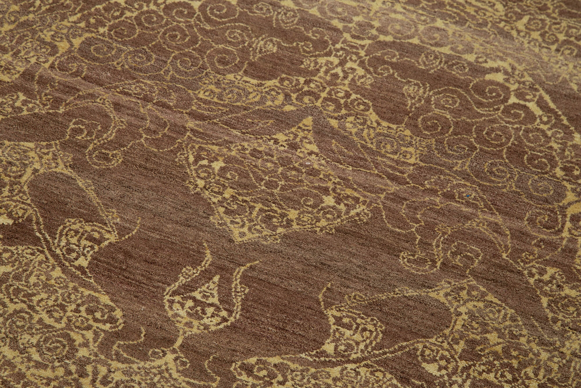 Handmade Wool Area Rug – Tebriz Classic Brown Cotton Wool Runner 2'11"x11'11"