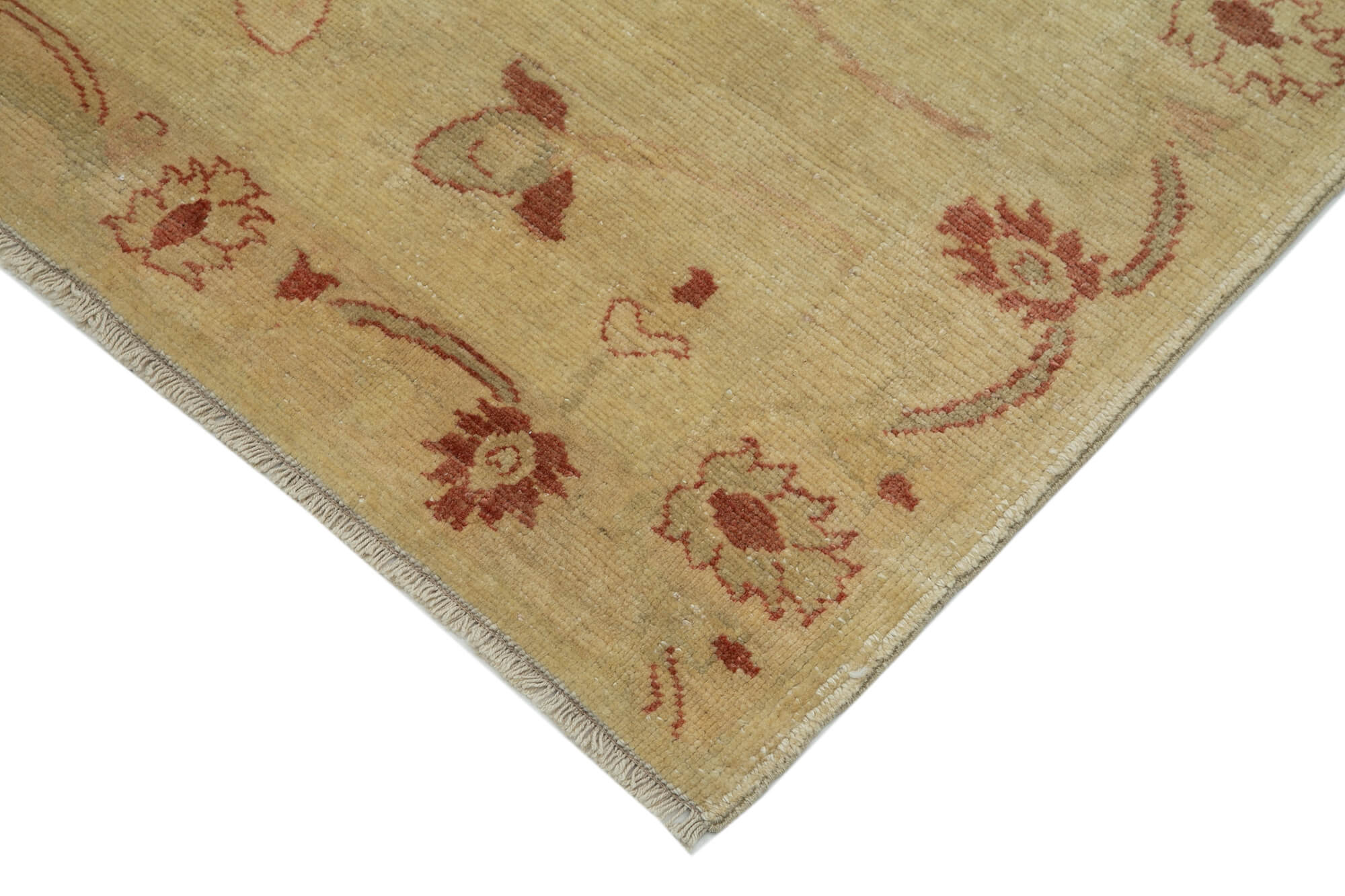 Handmade Wool Area Rug – Tebriz Yellow Classic Cotton Rug 3'1''x14'6'' Durable Soft