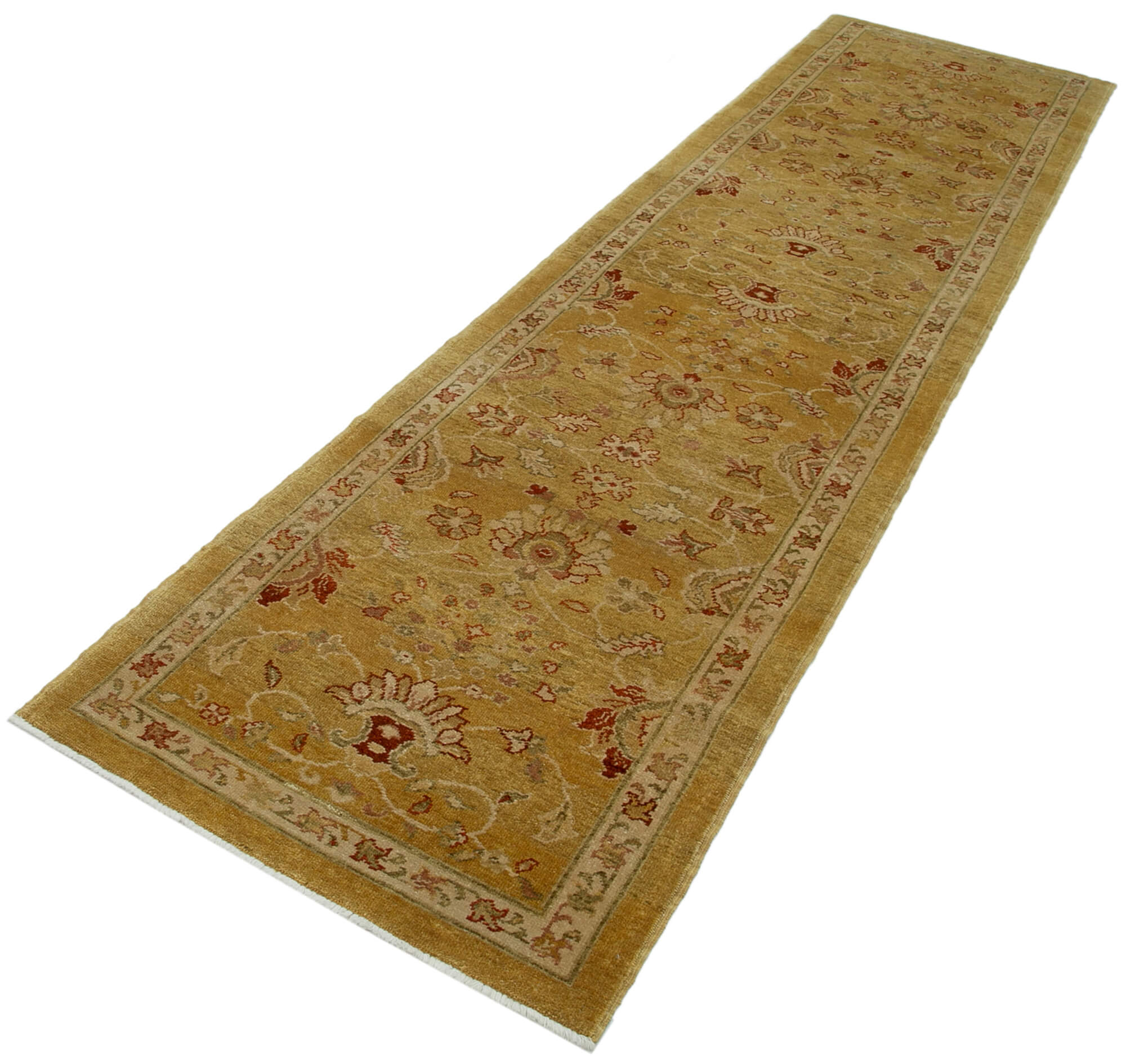 Handmade Wool Area Rug – Tebriz Classic Yellow Cotton Wool 2'10''x11'3''