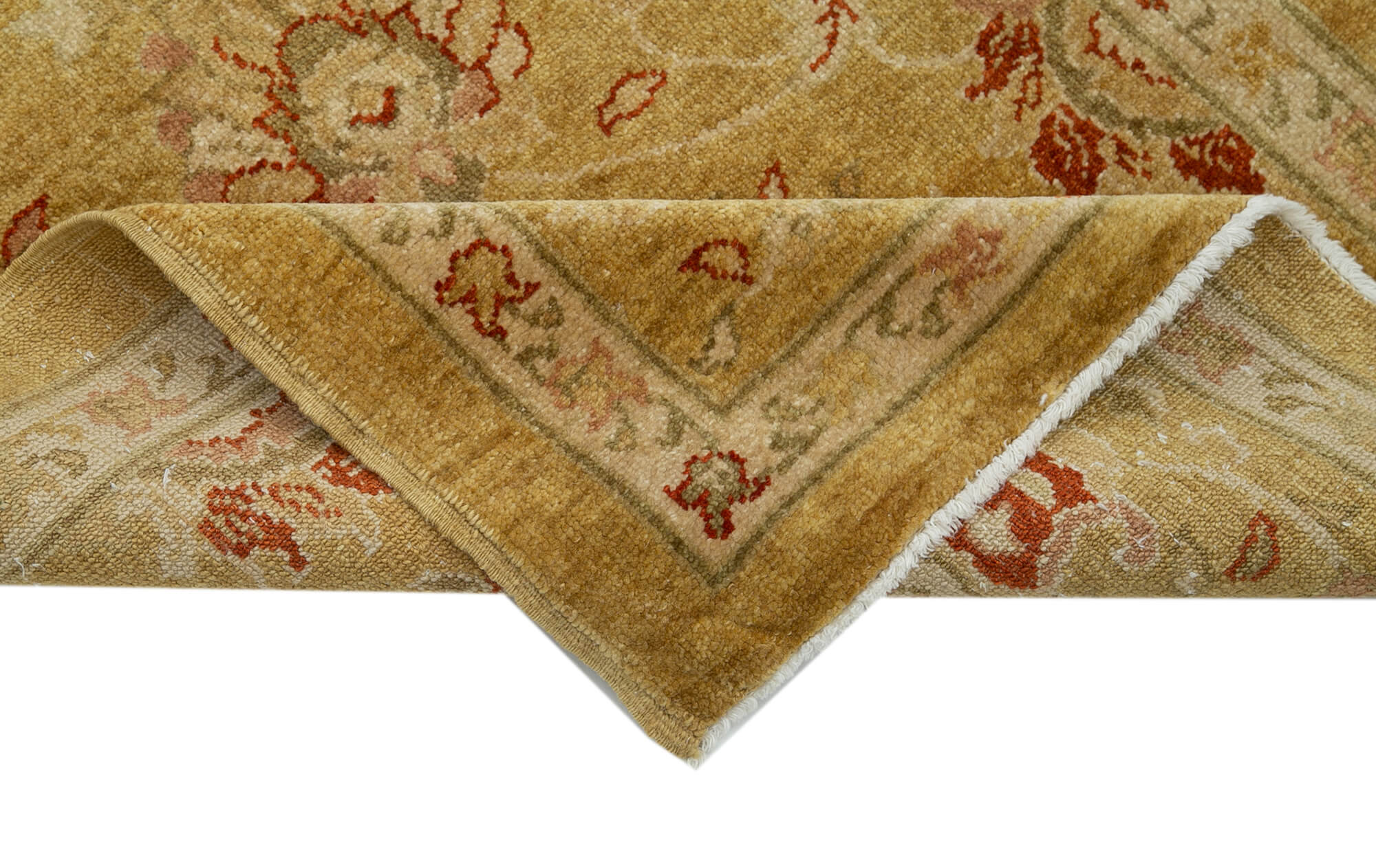 Handmade Wool Area Rug – Tebriz Classic Yellow Cotton Wool 2'10''x11'3''