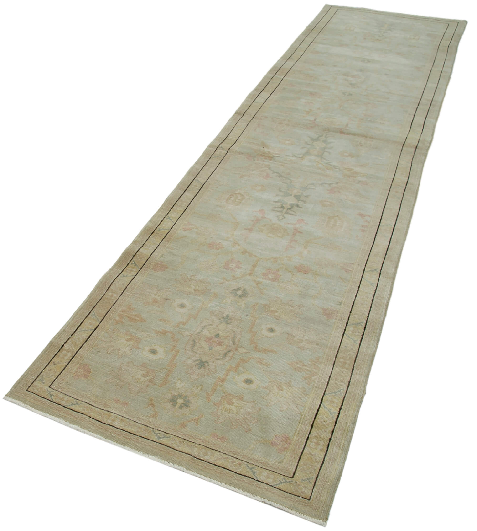 Handmade Wool Area Rug – Tebriz Classic Beige Cotton Wool Rug 2'10''x11'9''